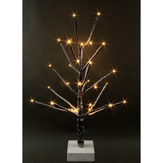I.GE.A. LED Baum »Künstlicher Weihnachtsbaum, Weihnachtsdeko, Kunstbaum«,  Deko-Baum mit Kunstschnee und Beleuchtung auf Holzfuß, braun, 65 cm | BAUR