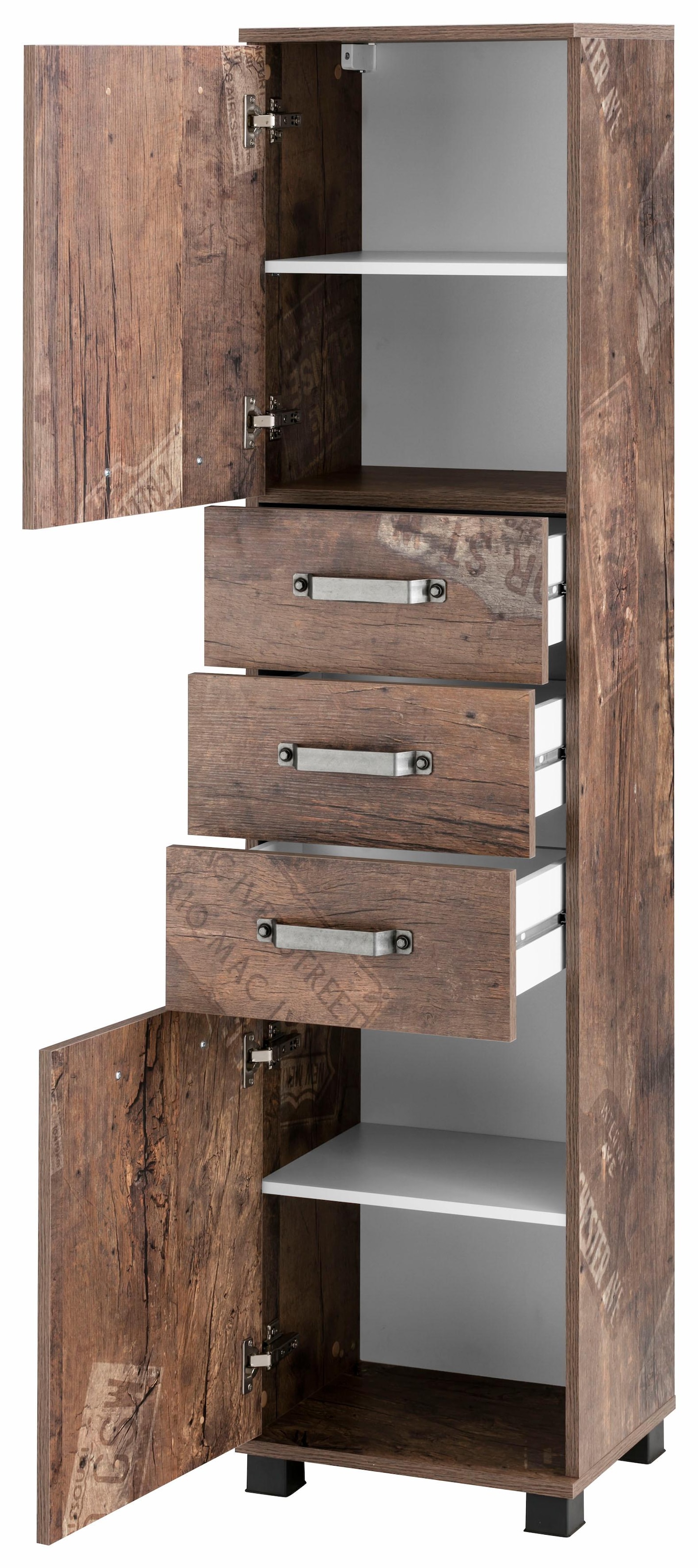 Schildmeyer Hochschrank »Milan«, Breite 40,5 cm, mit 2 Türen, 3 Schubladen & Metallgriffen