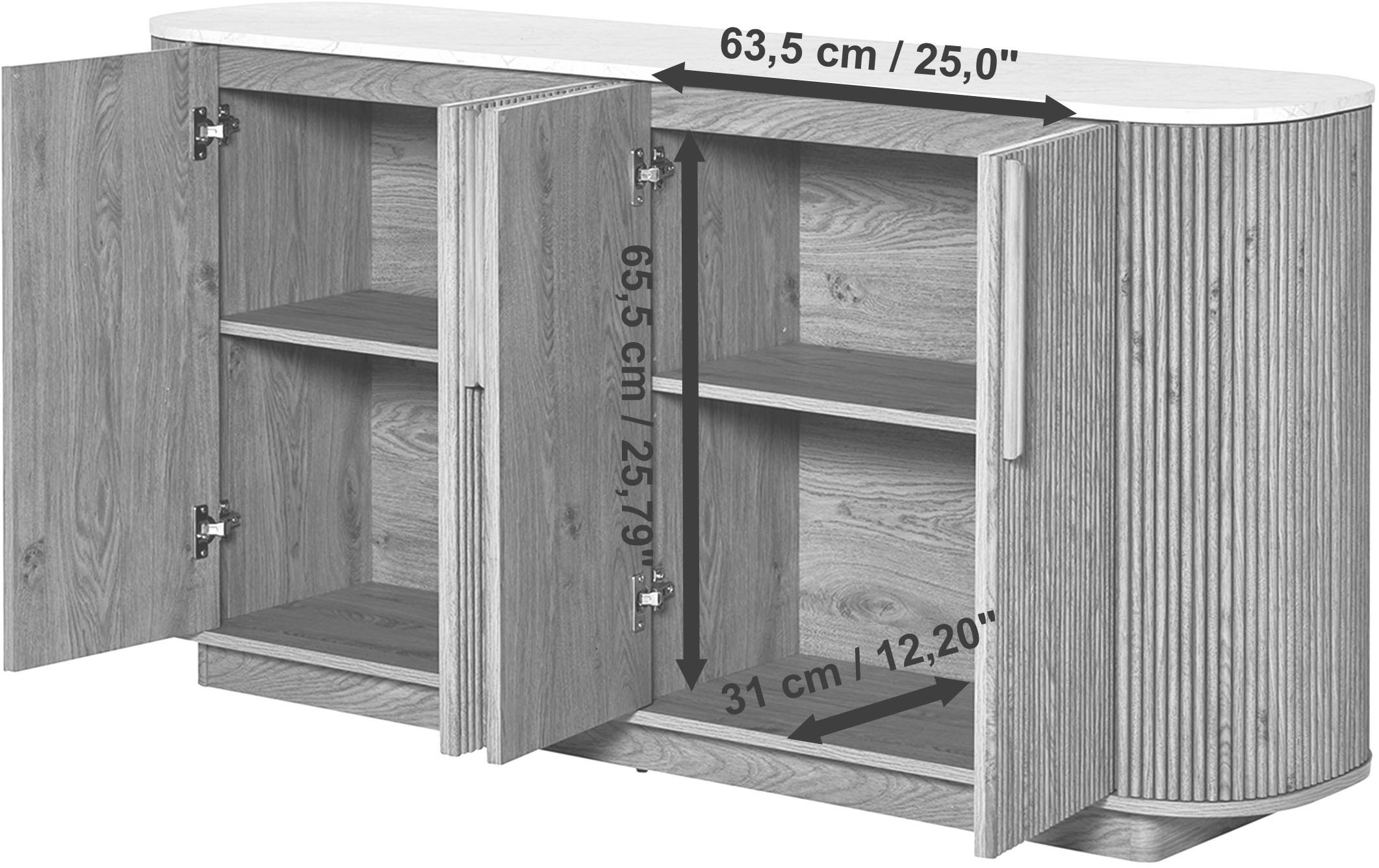 Jahnke Sideboard »STRING SB 160«, (1 St.), Sideboard, 4-türig, Marmor-Look, Breite 159,5 cm