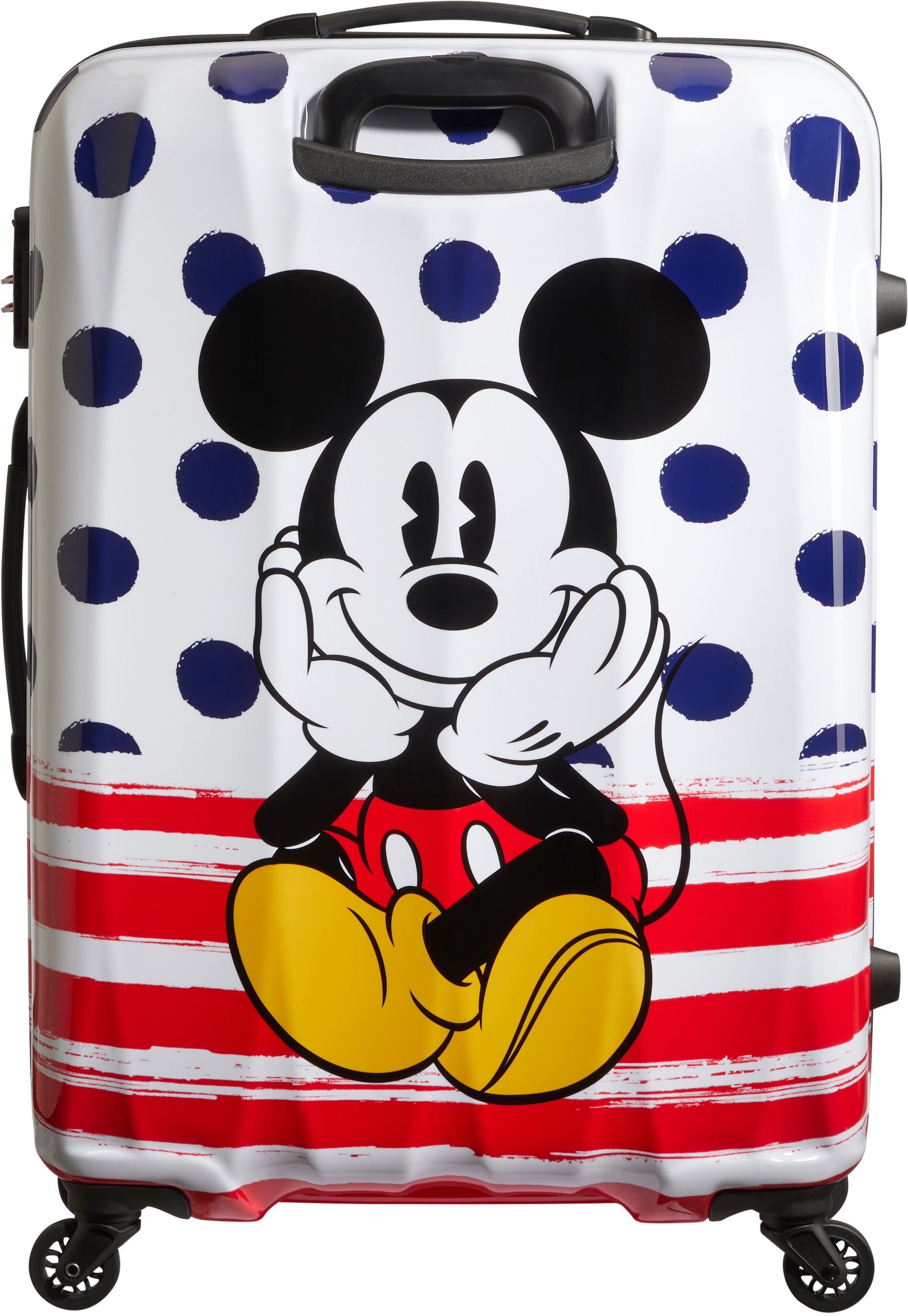 American Tourister® Hartschalen-Trolley »Disney Legends, Mickey Blue Dots, 75 cm«, 4 Rollen, Kinderreisekoffer Kindertrolley Handgepäck Hartschalenkoffer