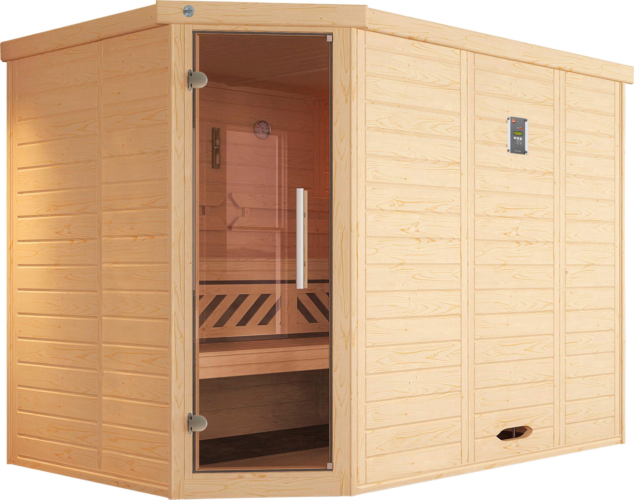 WEKA Sauna "Kemi", Bio-Ofen, externe Steuerung, 7,5 kW, beige, Saunen, 7,5 kW Bio-Ofen mit digitaler Steuerung