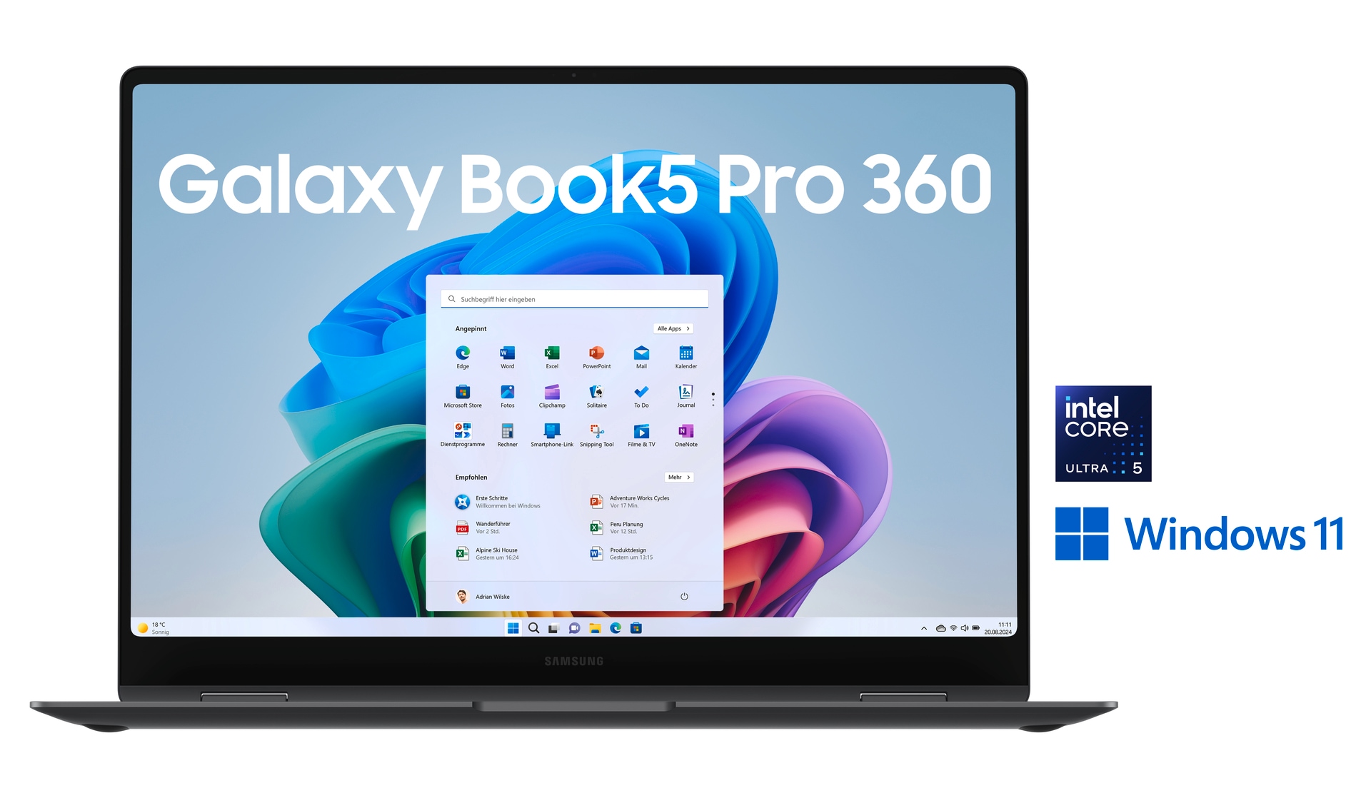 Samsung Convertible Notebook »Galaxy Book5 Pro 360 16'' (NP960Q) Ultra5 32 GB + 512 GB«, 40,6 cm, / 16 Zoll, Intel, Core Ultra 7, ARC, 512 GB SSD
