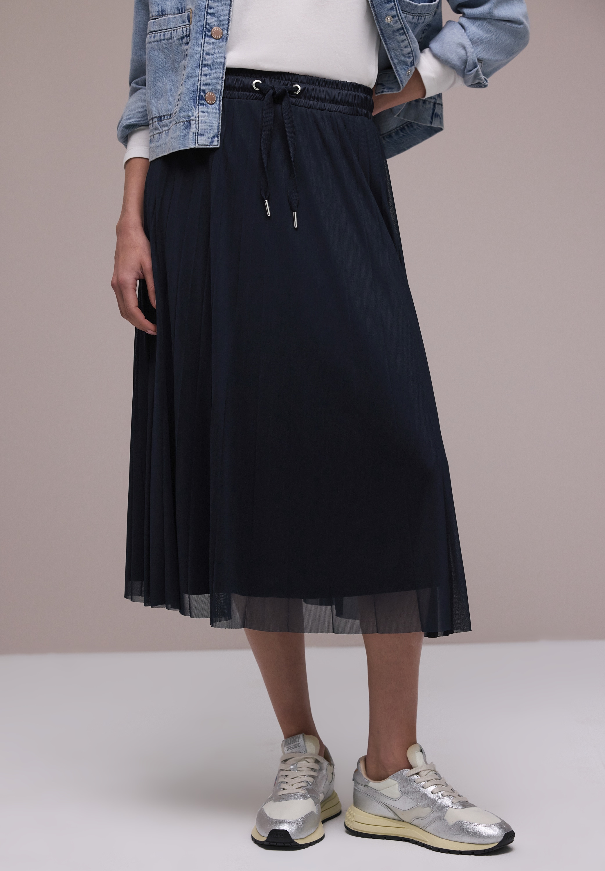 STREET ONE Midirock aus Mesh in Plisséestruktur günstig online kaufen