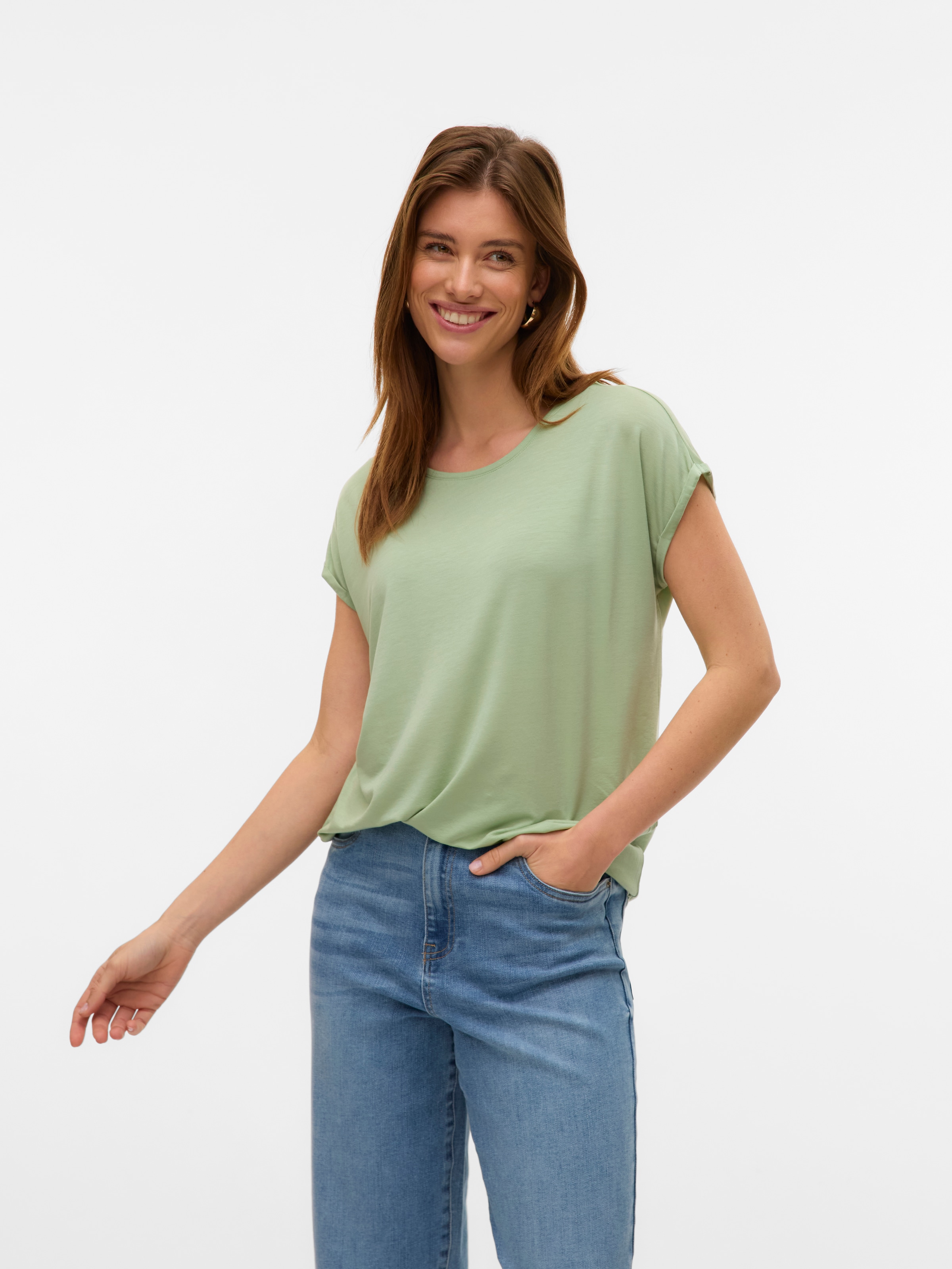 Vero Moda Rundhalsshirt »VMAVA PLAIN SS TOP GAJRS NOOS«