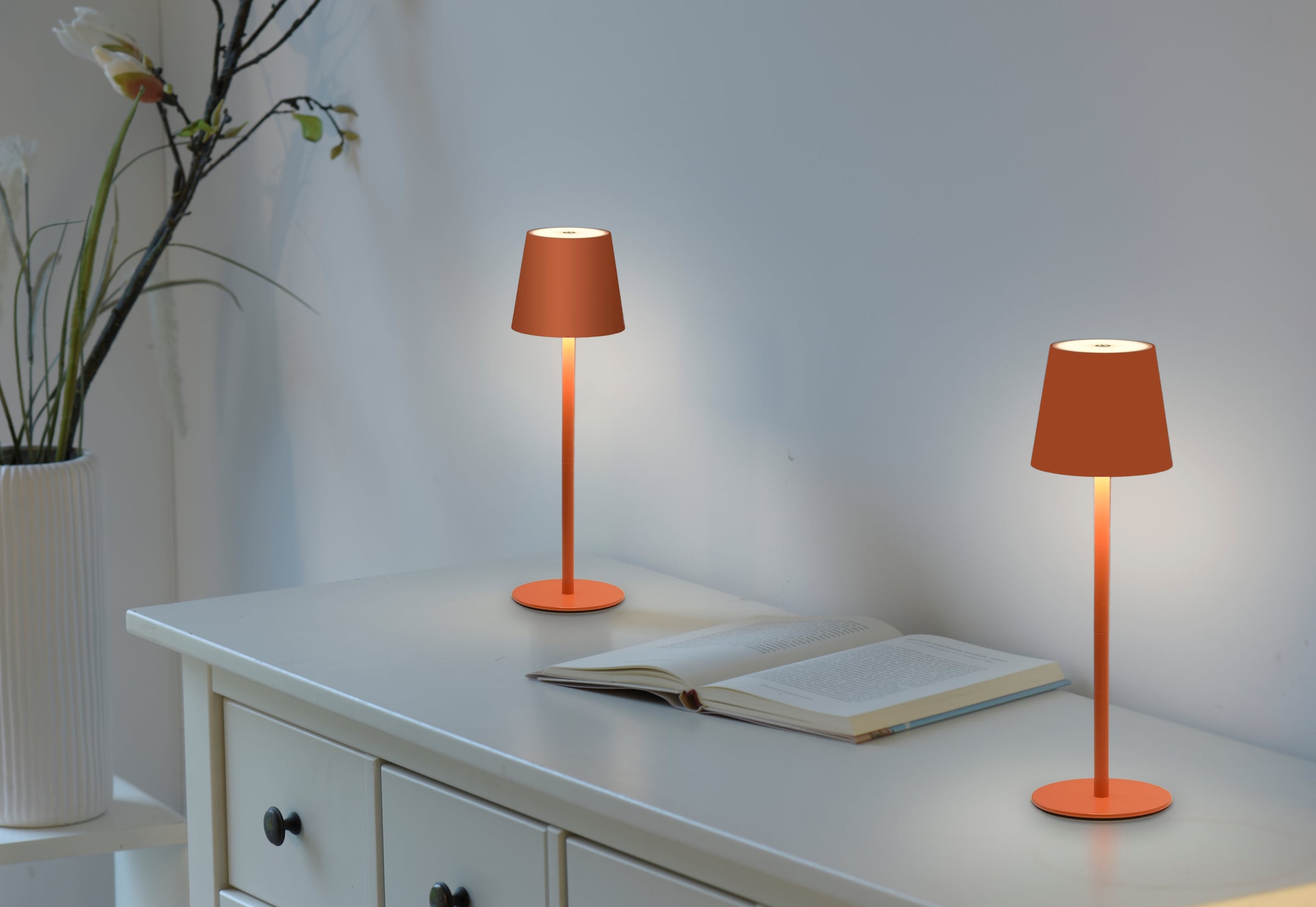 JUST LIGHT LED Tischleuchte »EURIA, 2er Set« LED-Board 2 Stk. Warmweiß LED Akku Tischlampe