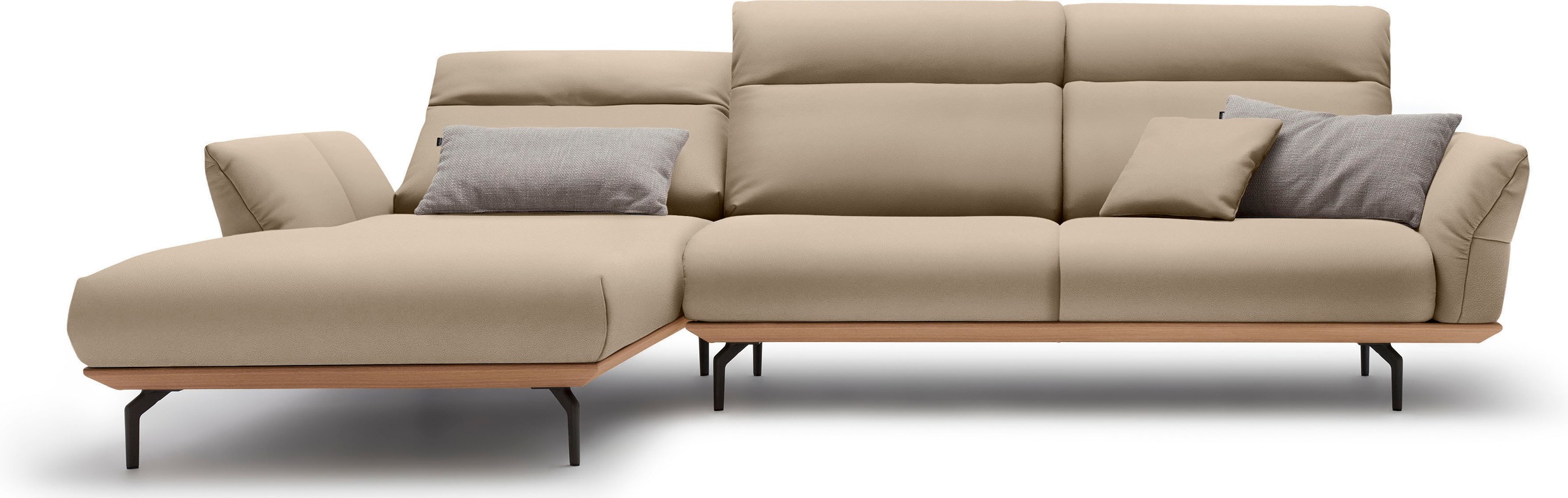 Creation BY ROLF BENZ Ecksofa »CR.460«, Sockel in Eiche, Winkelfüße in Umbragrau, Breite 318 cm