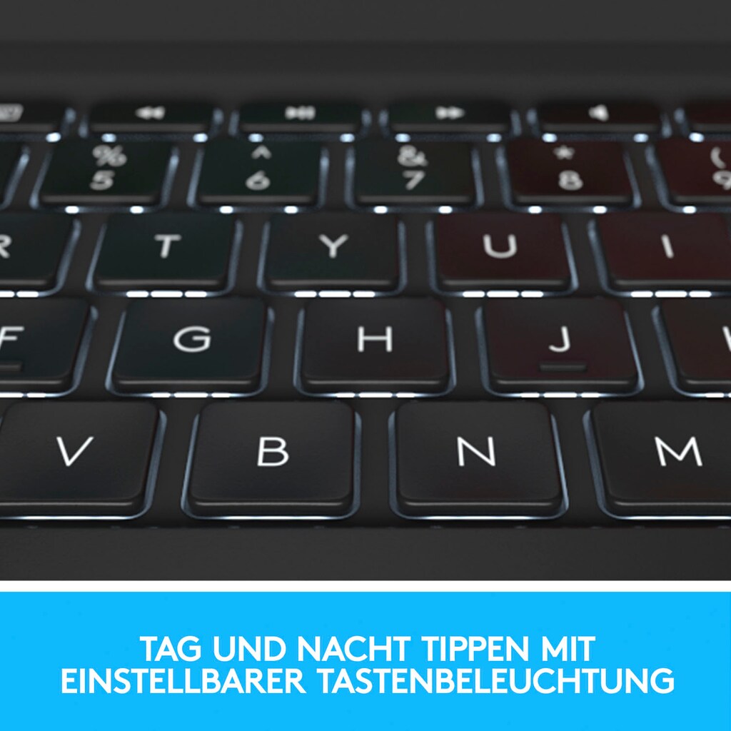 Logitech Apple-Tastatur »Slim Folio Pro for iPad Pro 12.9-inch (3rd and 4th gen)«, (Schutzhülle-Magnetverschluss-iOS Sondertasten)