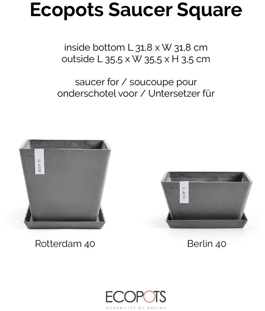 ECOPOTS Blumentopfuntersetzer »SQUARE SAUCER Grey« BxTxH: 35,5x35,5x3,5 cm