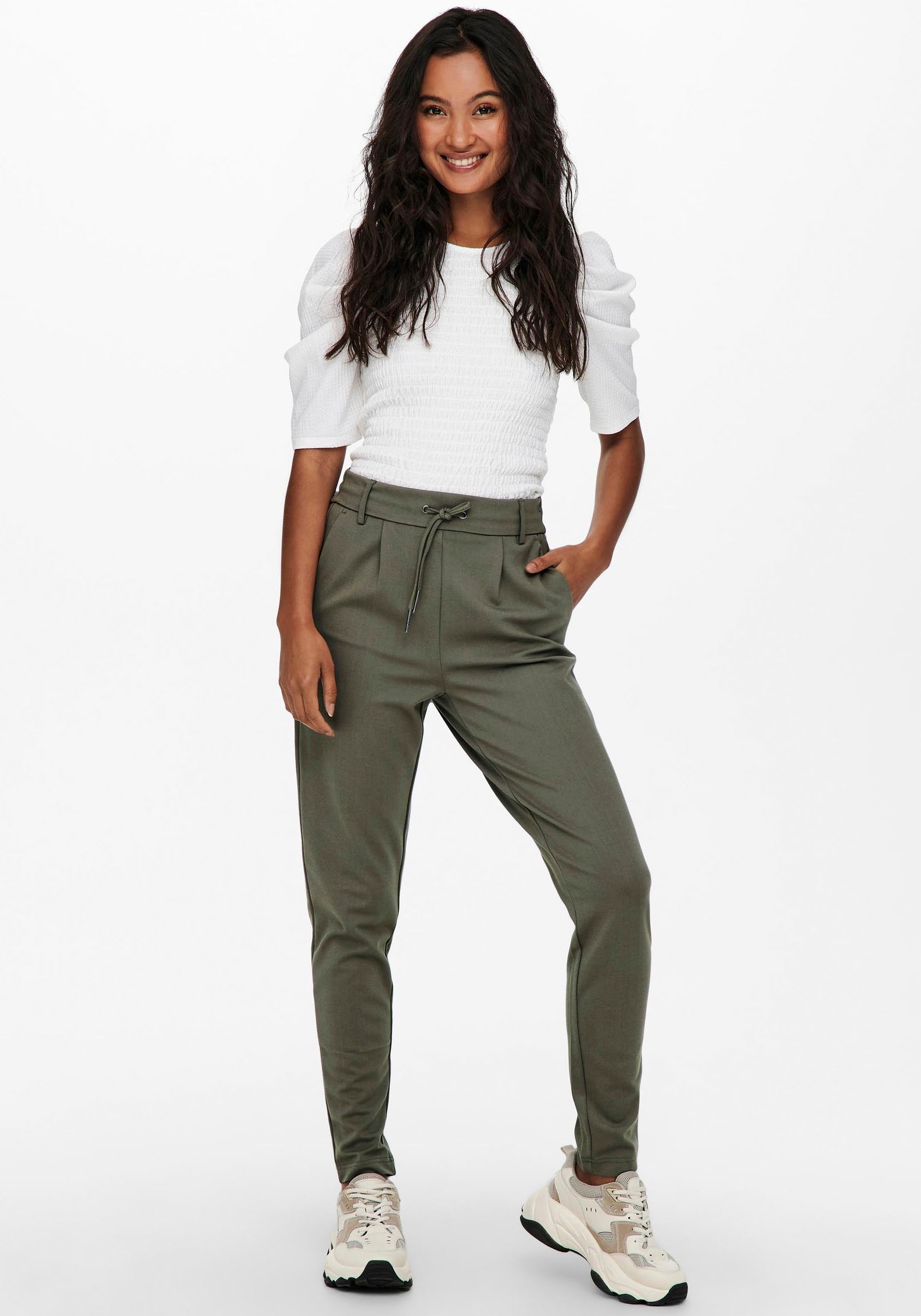 Thumbnail - ONLY Jogger Pants "ONLPOPTRASH – Joggerhose mit Tunnelzugbund und Stretch" casual, Milano Rib, regular fit, Viskosemisch...