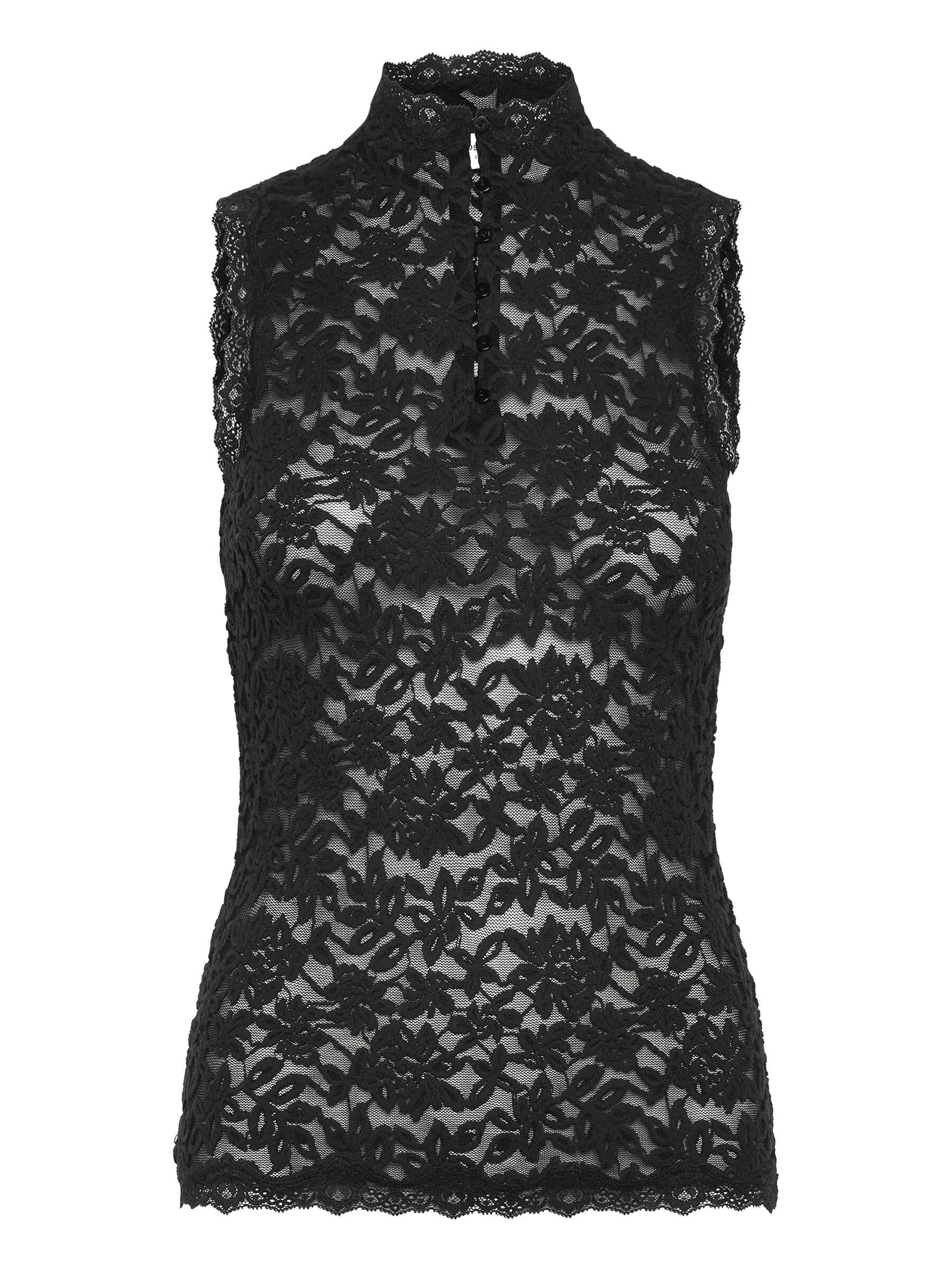 rosemunde Spitzentop »Delicia lace top« aus elastischer Baumwollspitze mit Stehkragen und Knopfleiste