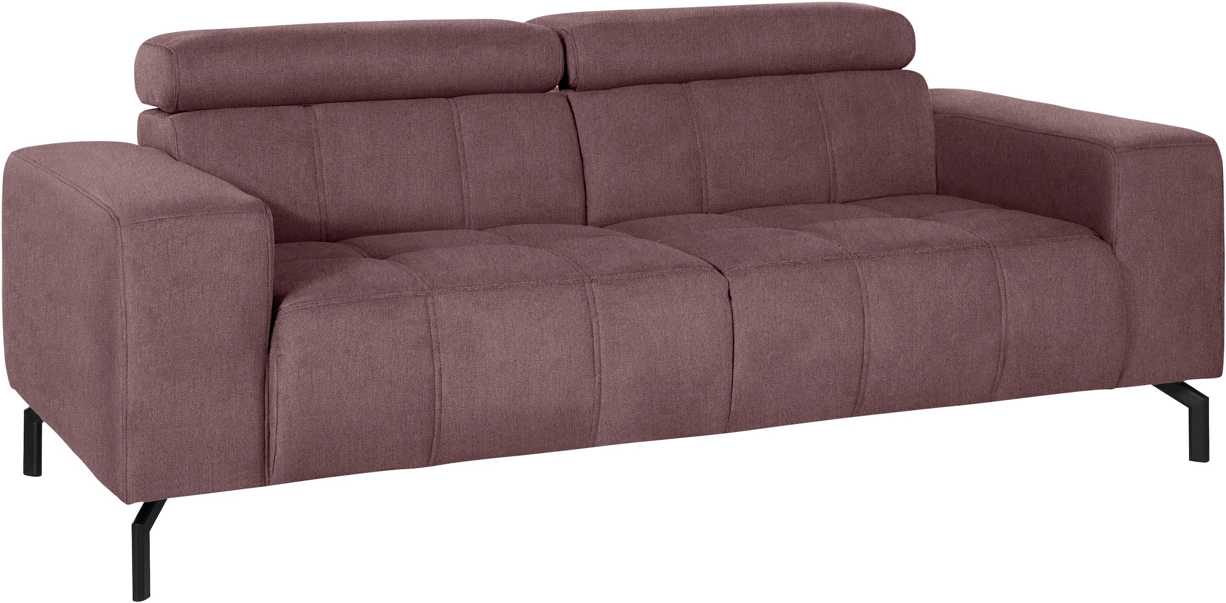 DOMO collection 2-Sitzer "Cunelli, moderne Sitznähte als Designelement, fester Sitzkomfort" whlw. verstellbare Kopfteile, passend für gängige Saugroboter