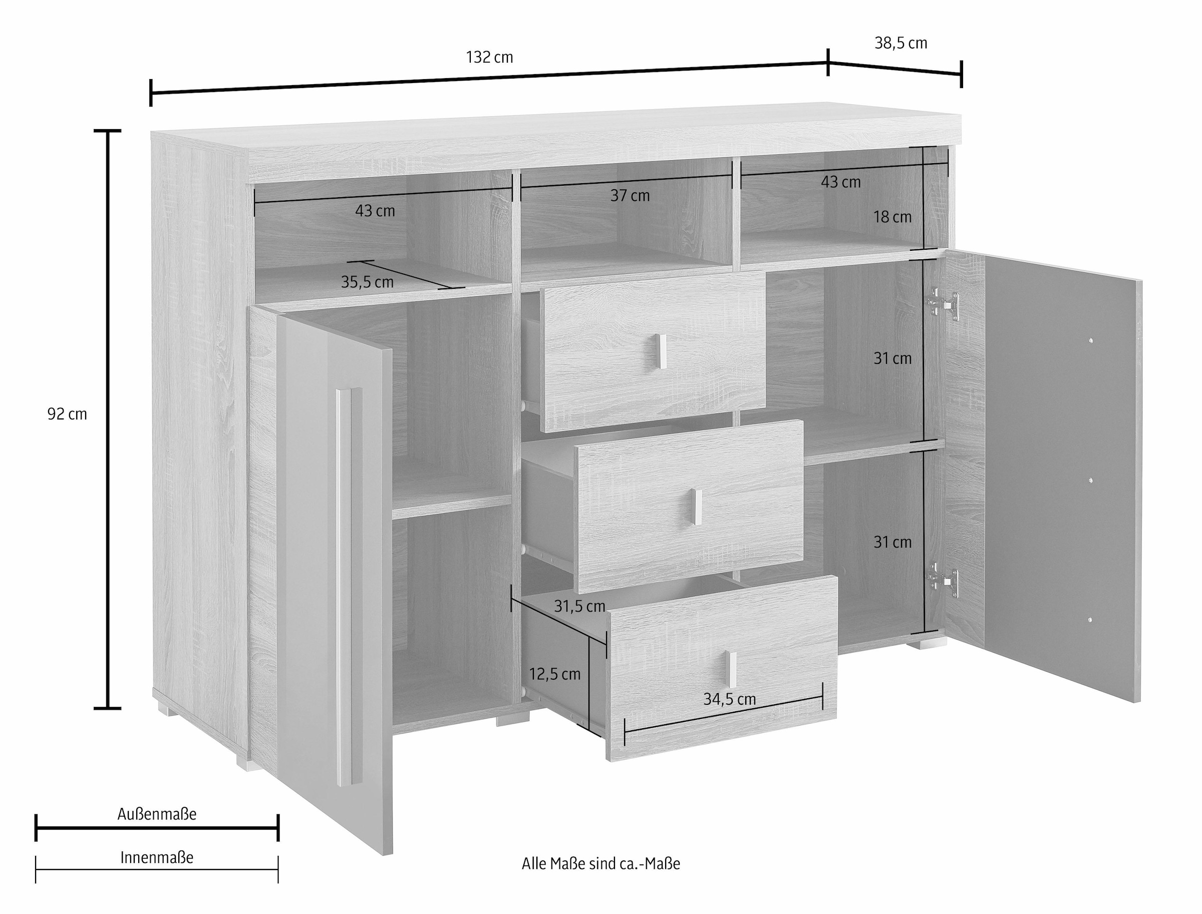 Helvetia Sideboard »Roger«, Breite 132 cm | BAUR