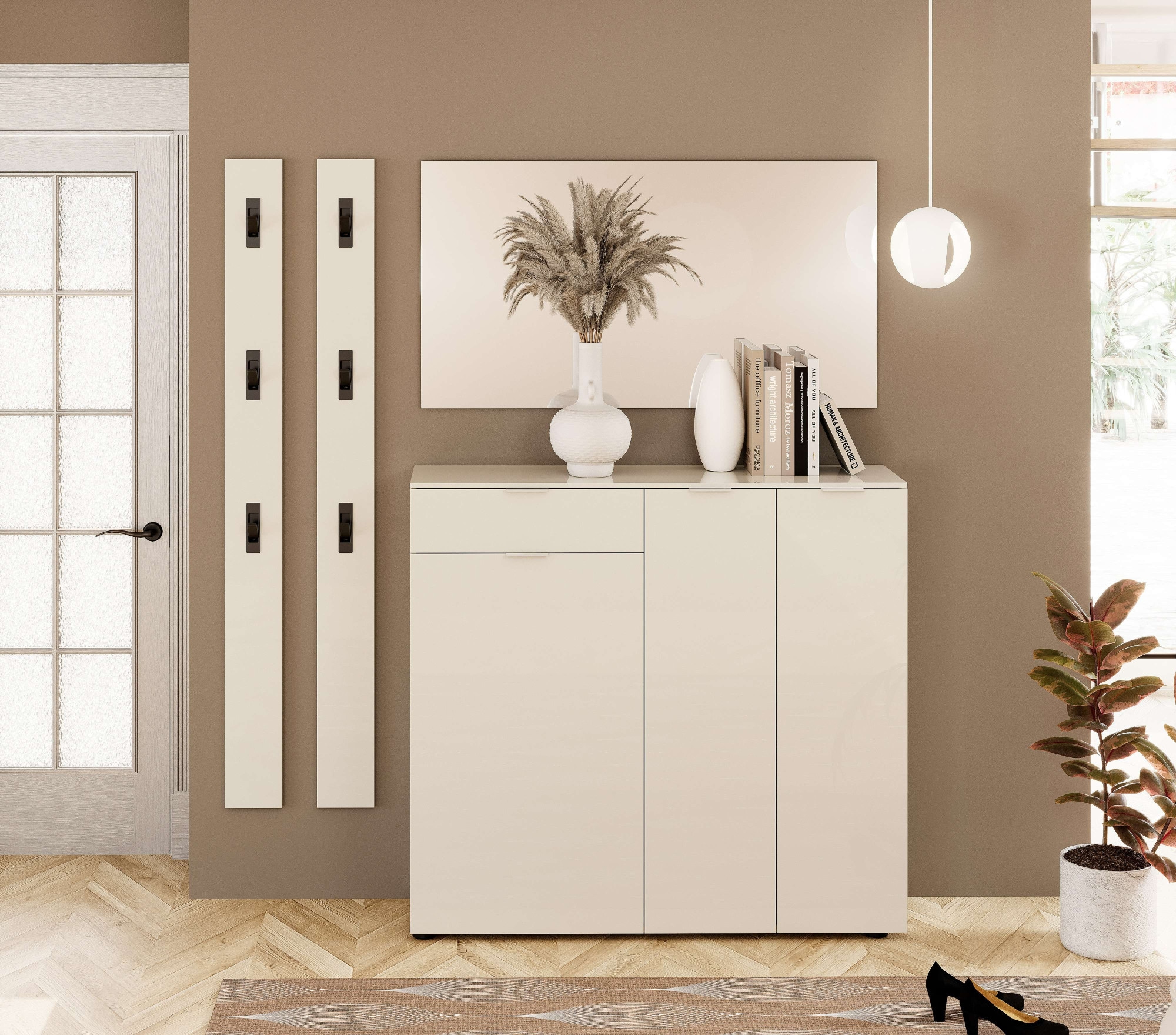 Home affaire Garderobenpaneel »ATRIO, Garderobenwand, Paneel, 3 Haken, Hochglanz lackiert« 1 Stk. tlg. mit 3 Klapphaken,hochglanz lackiert, 15x2x170 cm, Made in Italy