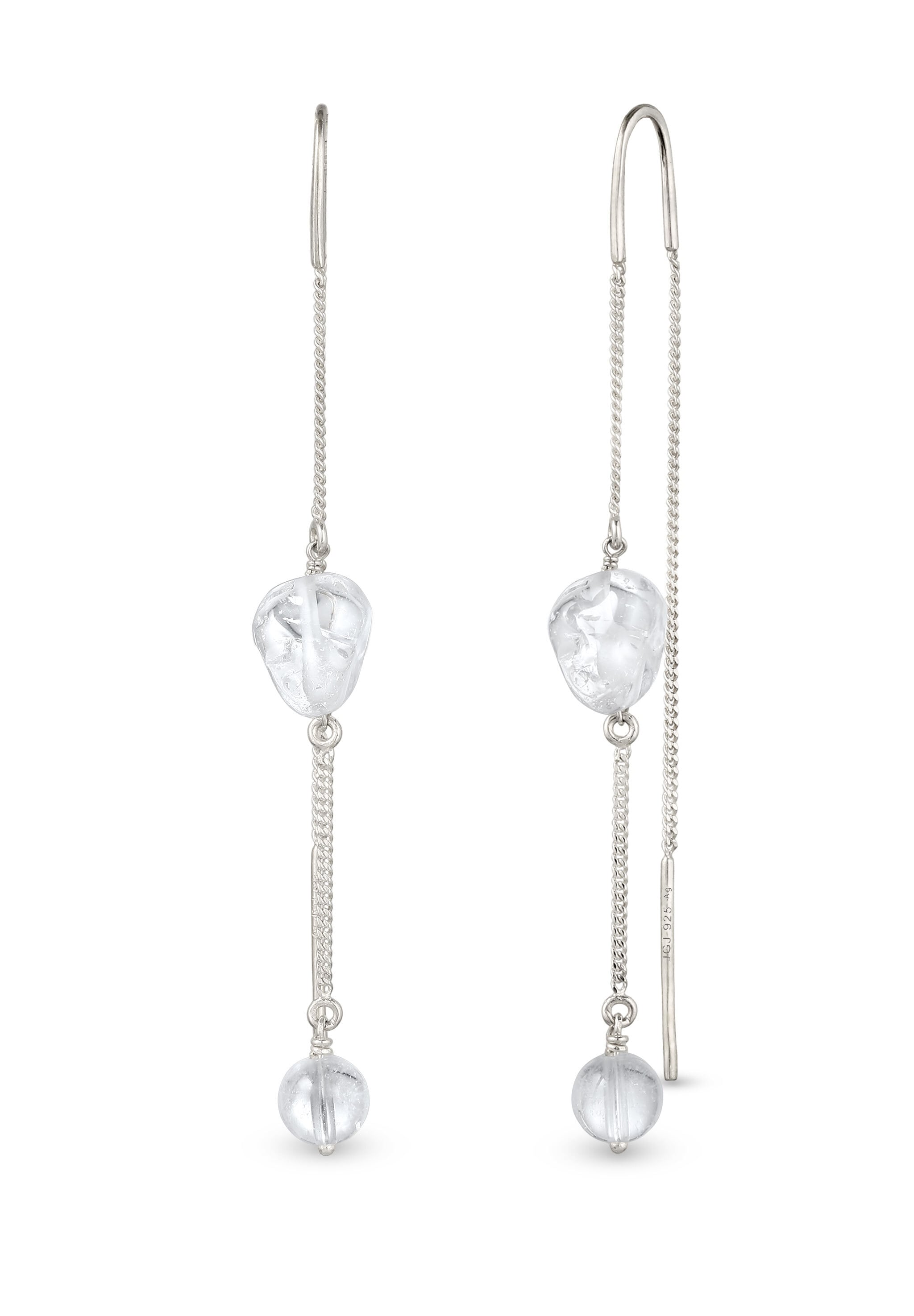 "Paar Ohrhänger ELLI ""Ohrringe Ohrhänger Rock Crystal Transparent 925 Sterling Silber"" Gr. 68, silber, Ohrringe, Damen, 68, Silber 925