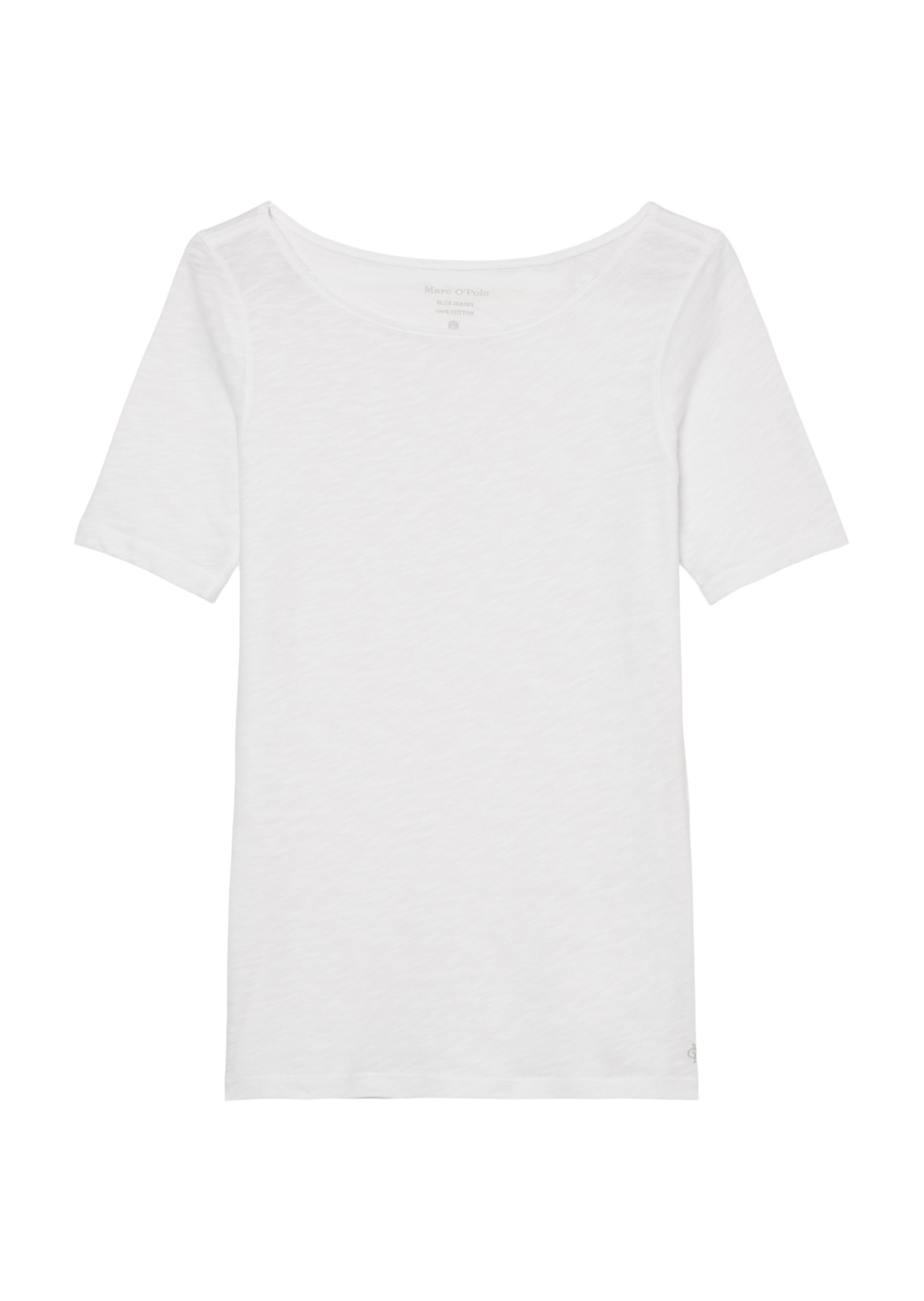 T-Shirt MARC O'POLO "T-shirt, short-sleeve, boat-neck", Damen, Gr. S, weiß, Single Jersey, Obermaterial: 100% Baumwolle, Rundhals, Shirts T-Shirt 9