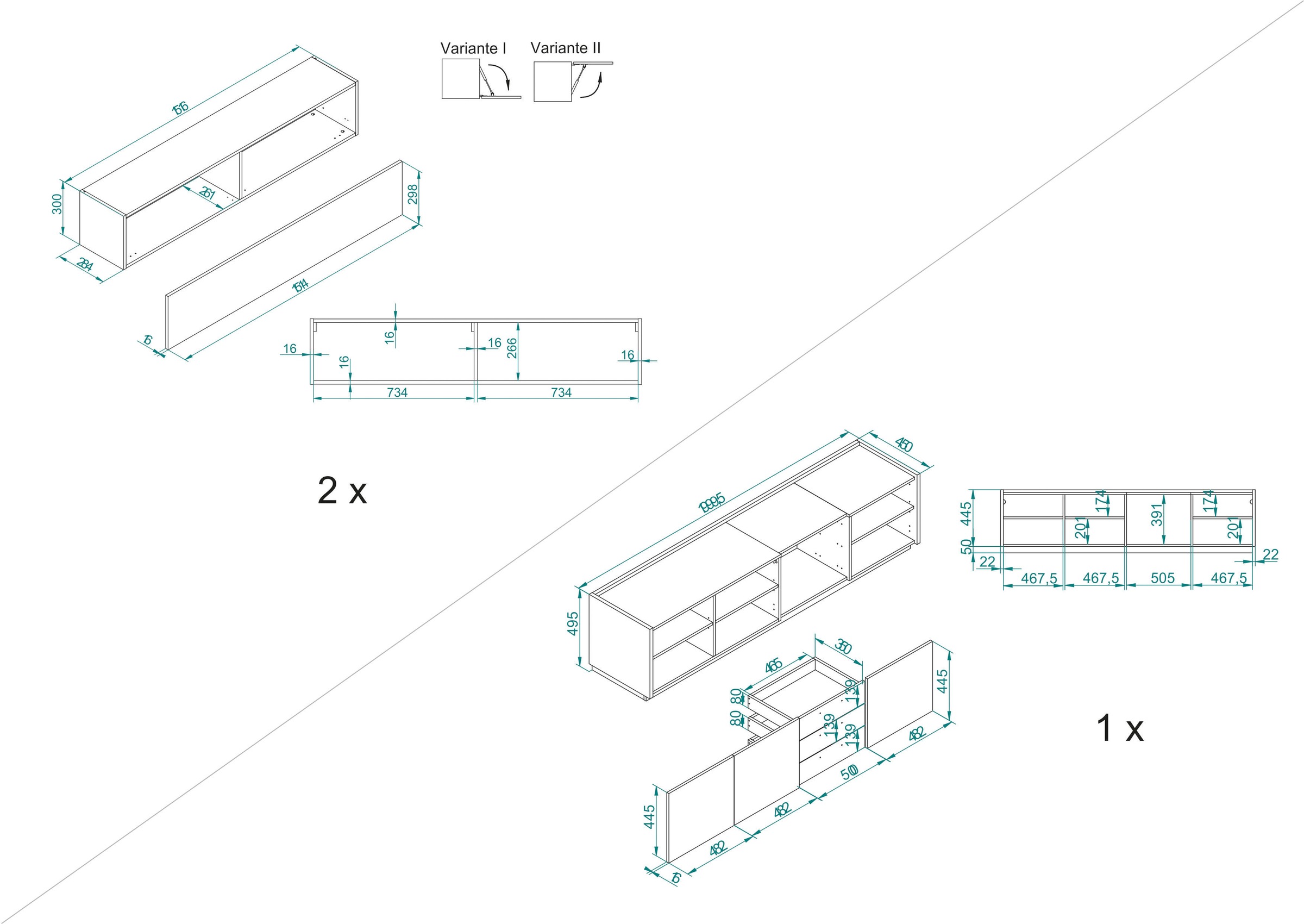 INOSIGN Schrank-Set »LARGO«, (Set, 3 St.), mit Soft-Close und Push to open-Funktion