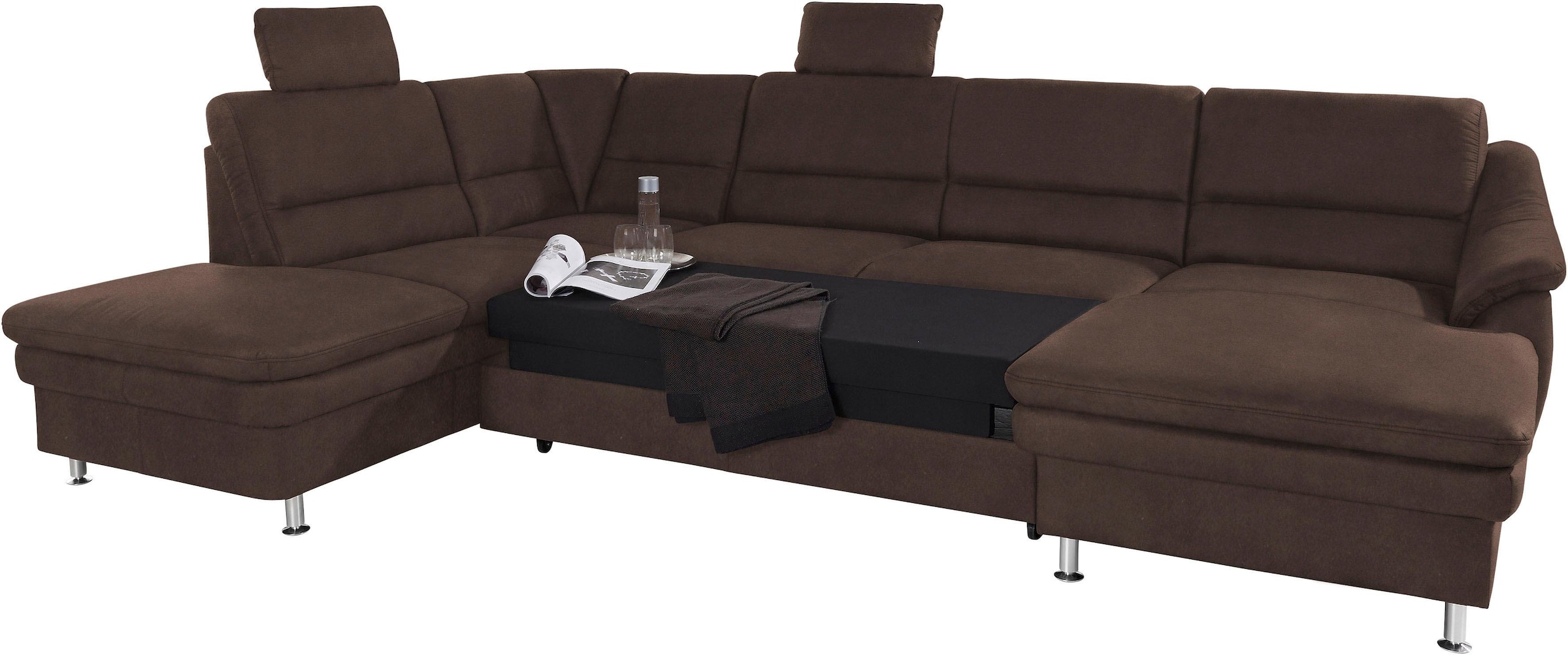 sit&more Wohnlandschaft »Cardoso U-Form«, mit Federkern und Kopfstützen, mit Bettfunktion und Relaxfunktion