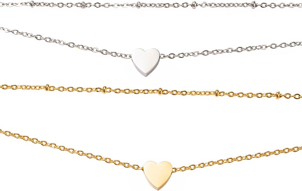 FIRETTI Damen Fußketten Set "Schmuck Geschenk Körperschmuck Herz", Edelstahl, gold, Edelstahl, Fußketten