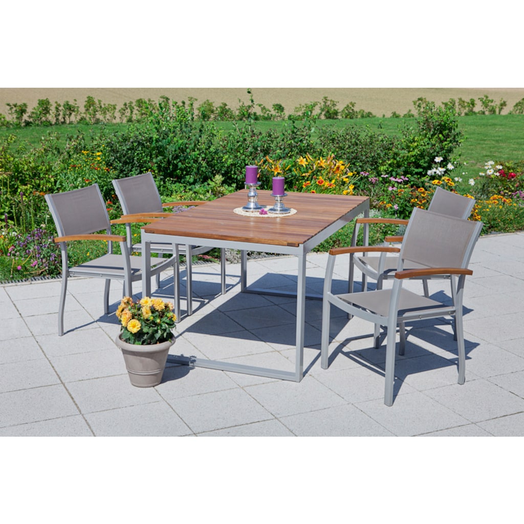 MERXX Garten-Essgruppe »Naxos«, (Set, 5 tlg.), mit ausziehbaren Tisch