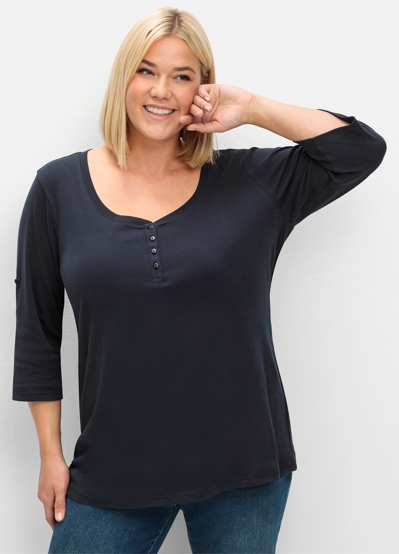 Sheego 3/4-Arm-Shirt "3/4-Arm-Shirt", (1 tlg.) günstig online kaufen