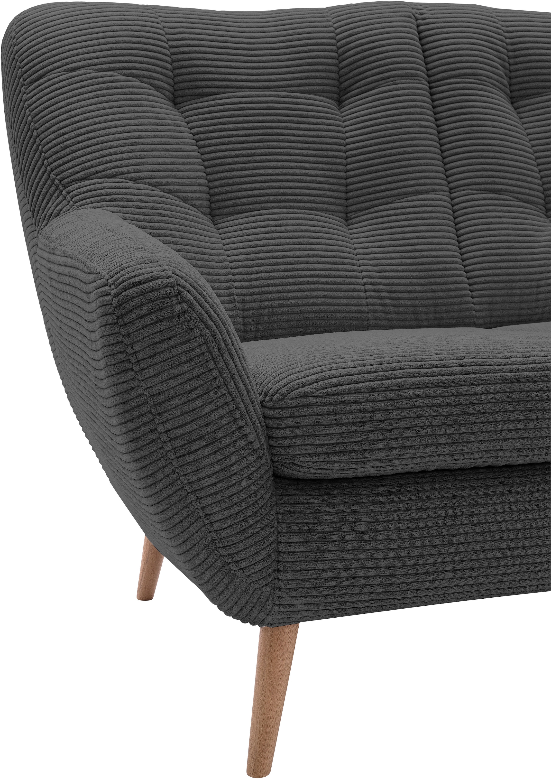 exxpo - sofa fashion 3-Sitzer »Scandi, bequem, aufwendige Rückenpolsterung für mehr Sitzkomfort« aktuelle Farben in hochwertigen Bezugsqualitäten, Holzfuß