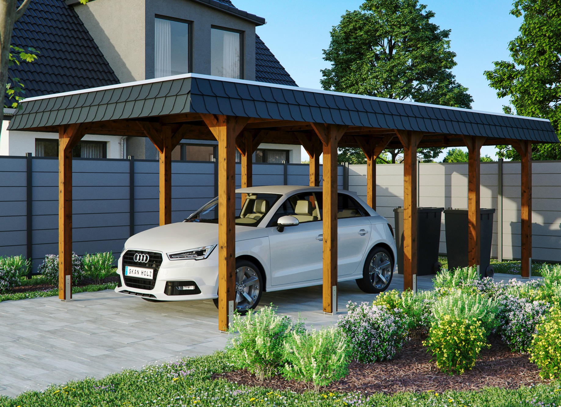 Einzelcarport SKANHOLZ, braun, Carports, "Spreewald"