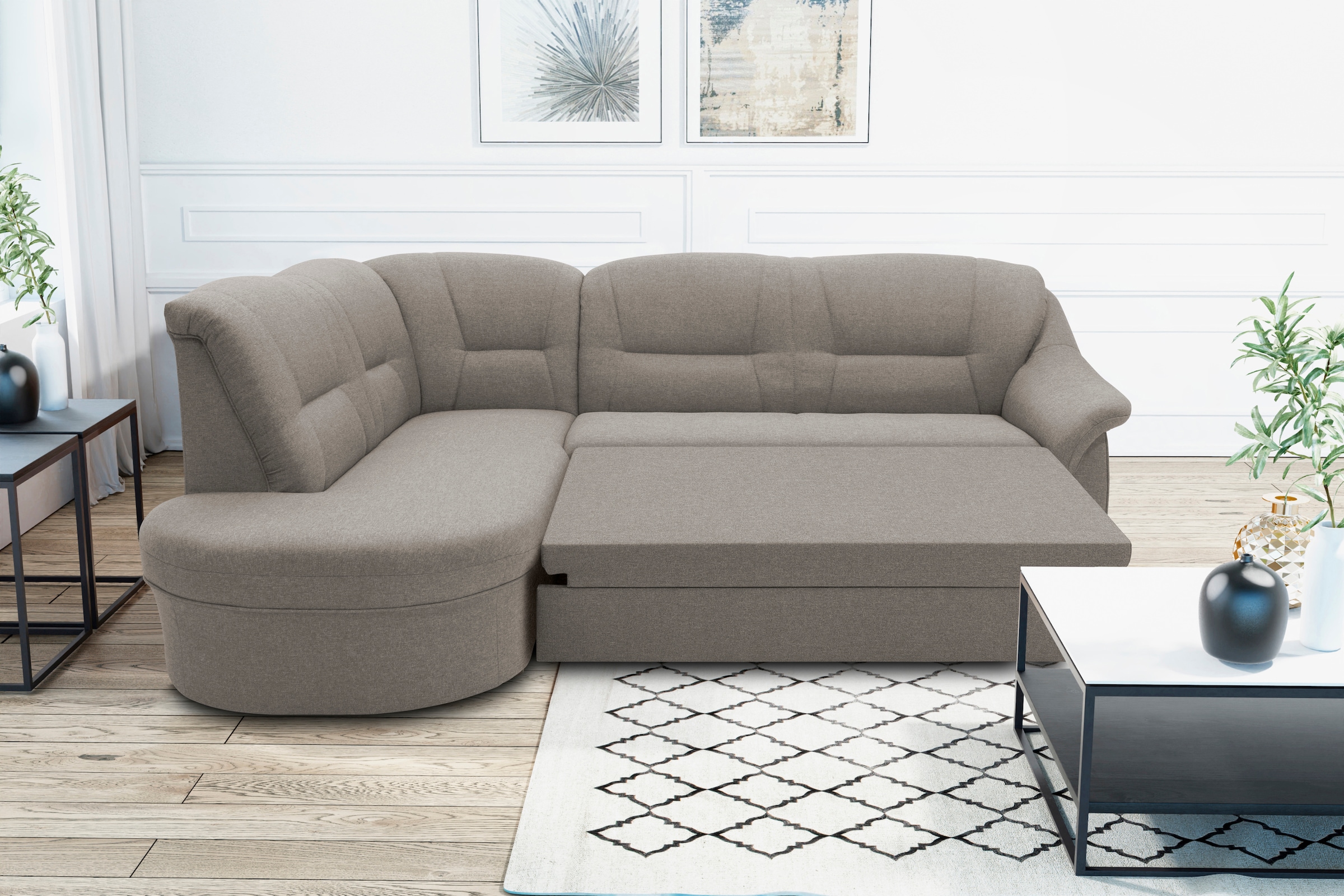 DOMO collection Ecksofa "Faenza für kleine Räume, Stellmaße 232x176cm, komf günstig online kaufen