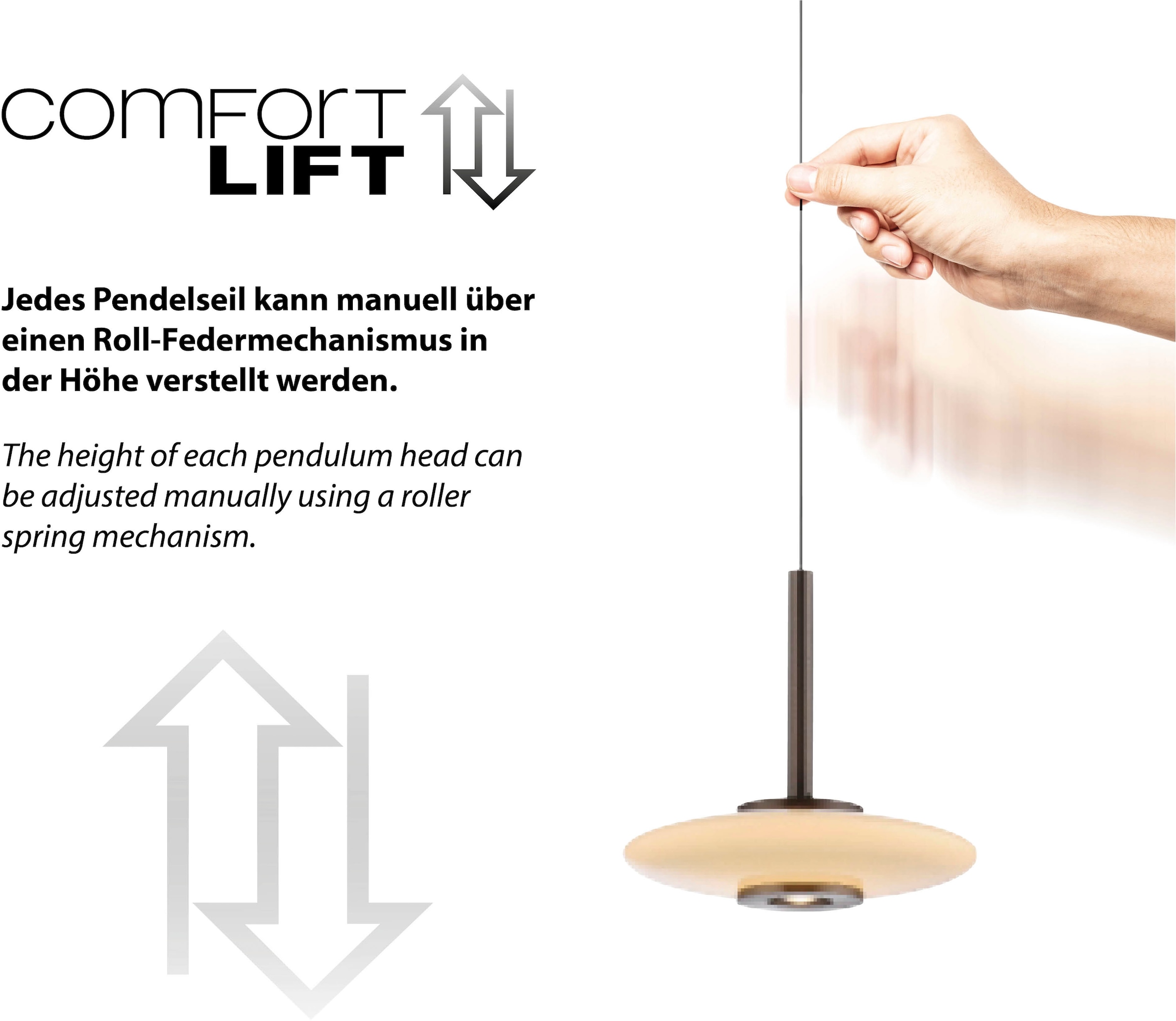 Neuhaus PURE LED Pendelleuchte »PURE Vitrum« LED-Board 1 Stk. Warmweiß Comfort Lift, dimmfähig über separaten Tronicdimmer