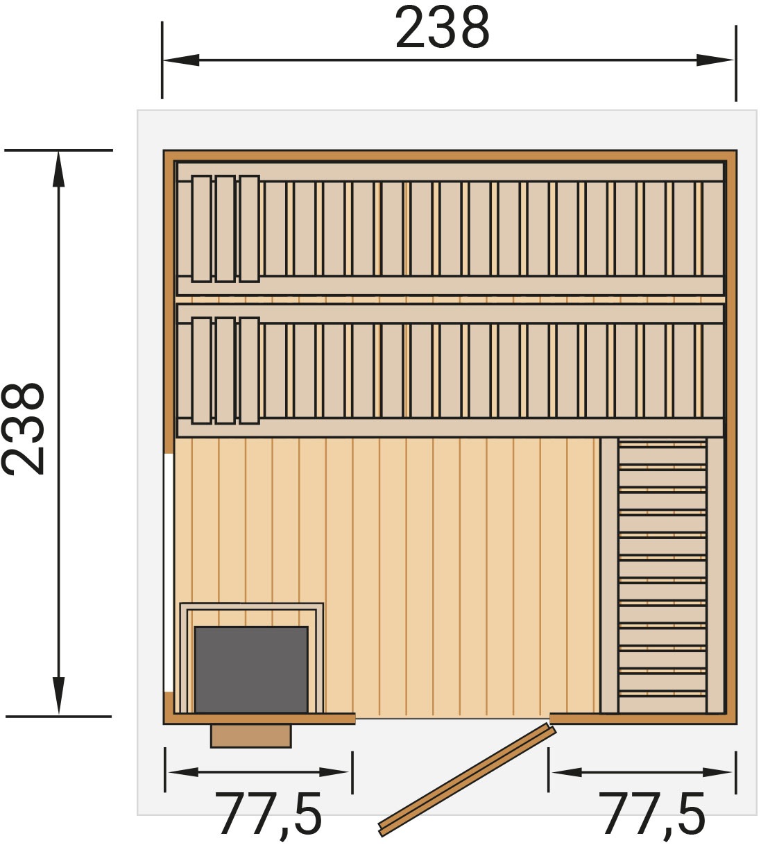 weka Saunahaus »Design-Saunahaus KUOPIO 2«, Blockbohlen im wekaLine-Profil, bodentiefes Fensterelement
