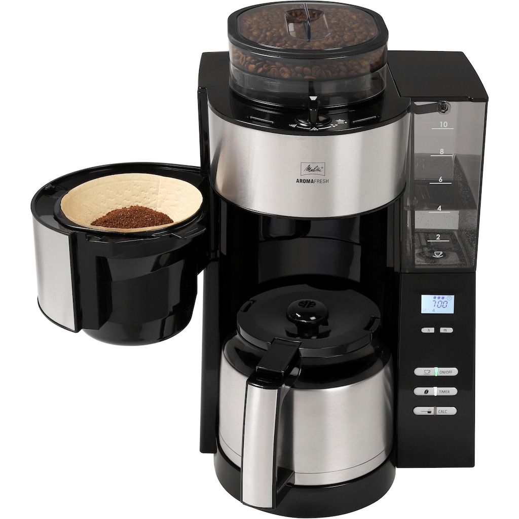 Melitta Kaffeemaschine mit Mahlwerk »AromaFresh Therm 1021-12«, 1,2 l Kaffeekanne, Papierfilter, 1x4