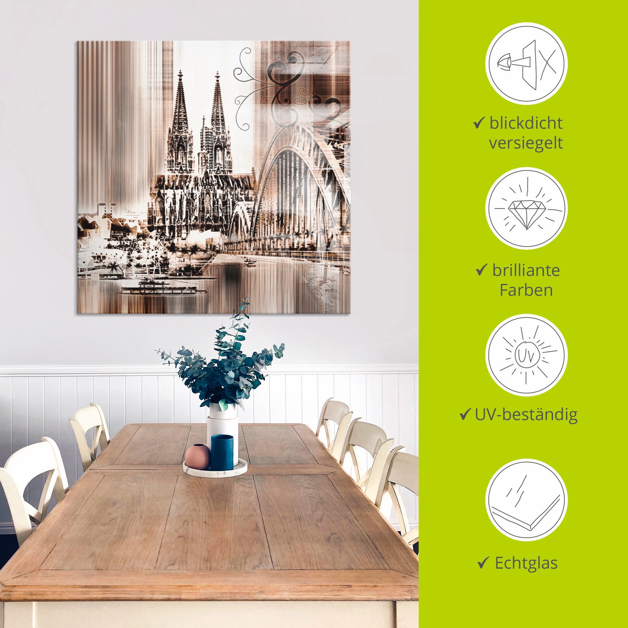 Artland Glasbild »Köln Skyline Collage VI« Architektonische Elemente 1 Stk. tlg. in verschiedenen Größen