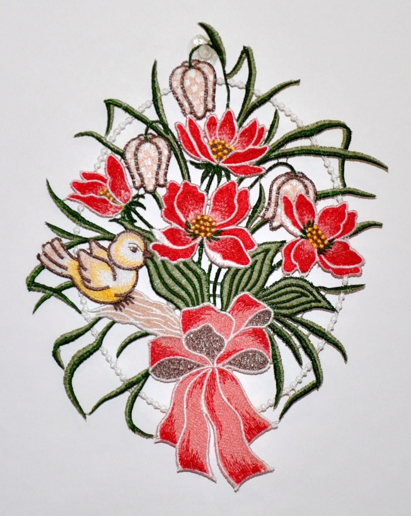 Stickereien Plauen Fensterbild "Blumenschleife Fensterbild", Fensterbild "B günstig online kaufen