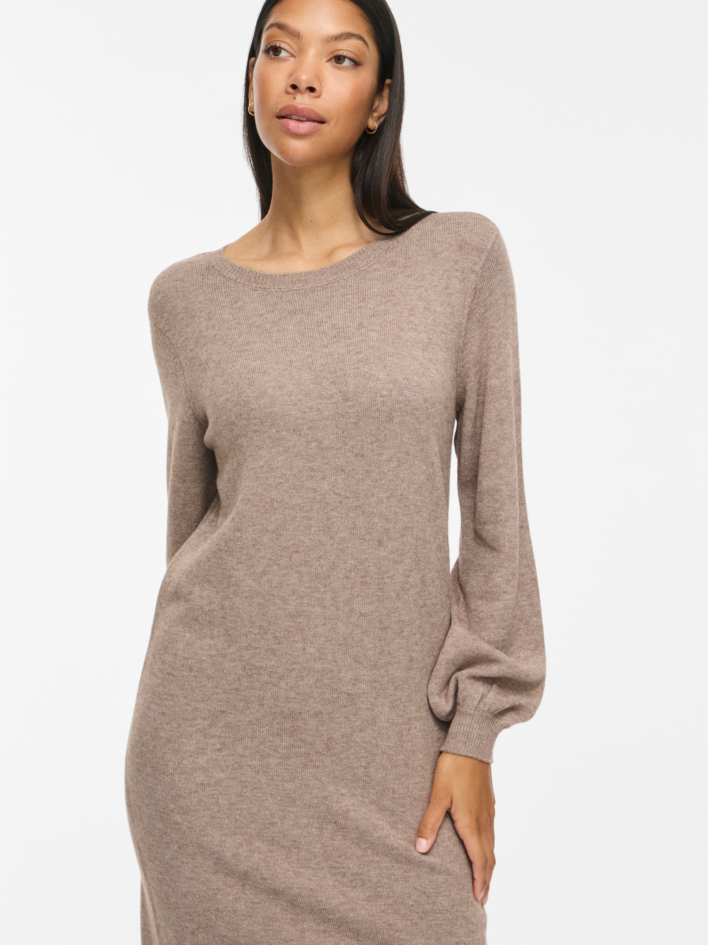 Vila Strickkleid "VIRIL L/S VOLUME SLEEVE KNIT DRESS-NOOS" Materialmix, normal geschnitten