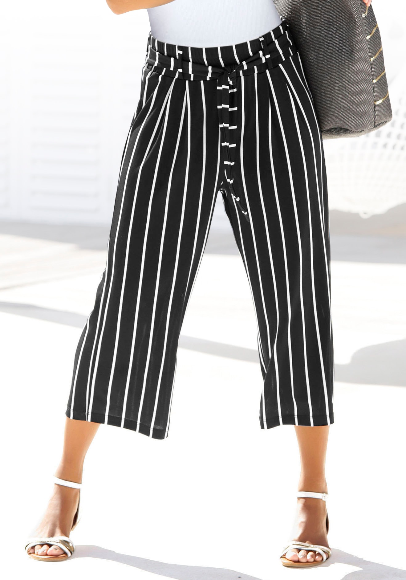 LASCANA Culotte, (mit Bindegürtel), in 7/8-Länge und Bindegürtel, Jerseyhos günstig online kaufen