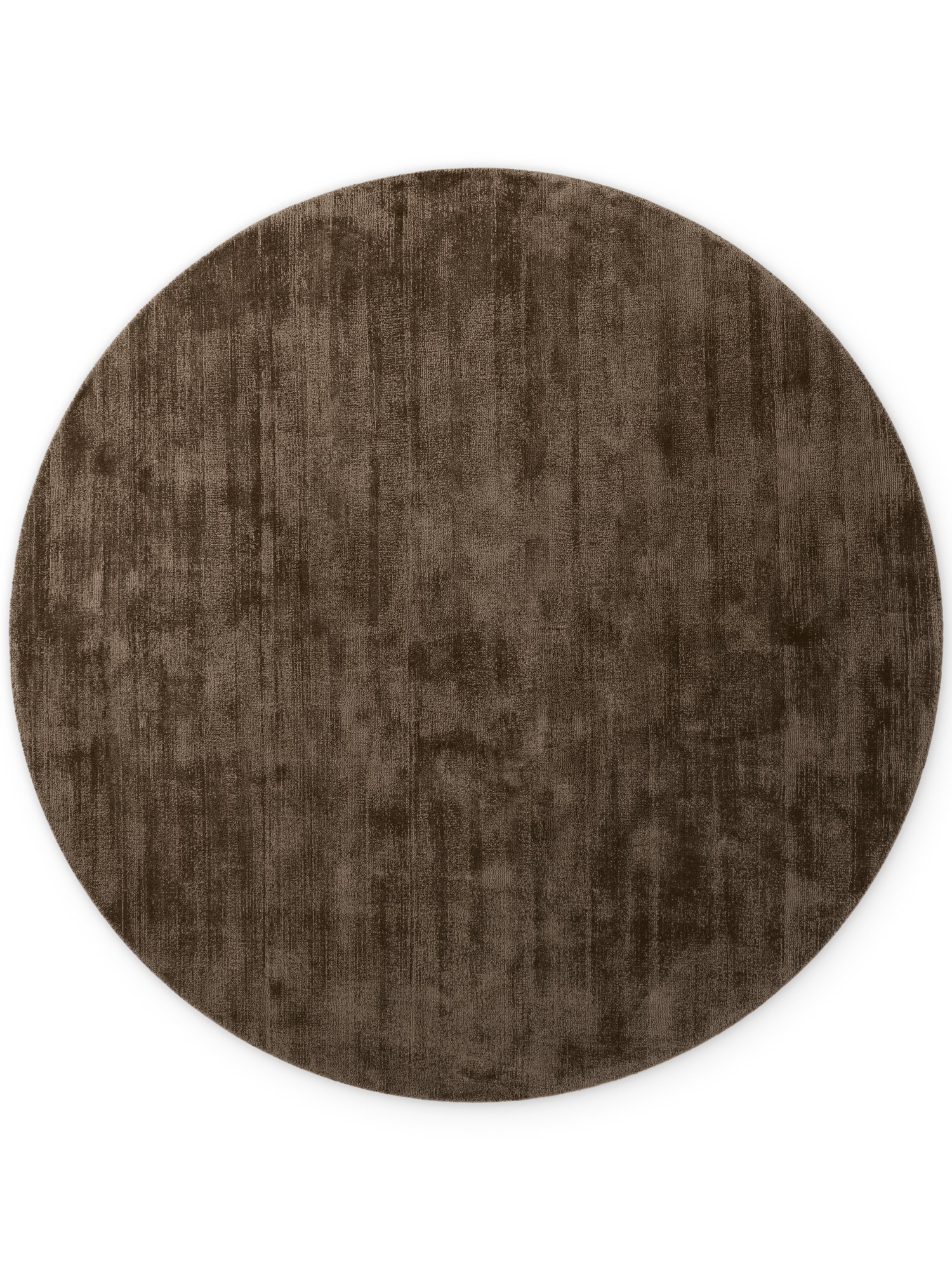 THE RUGS Vikosa Jane Viscose Soft Plain Rug Living Room in Brown | Size: 200cm diameter