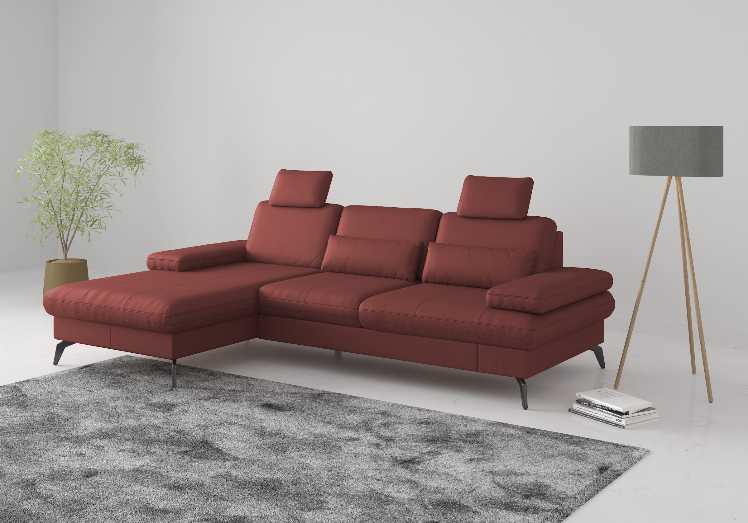 sit&more Ecksofa "Morris L-Form, inkl. Sitztiefenverstellung" wahlweise mit Armteilverstellung, Schlaffunktion & Bettkasten