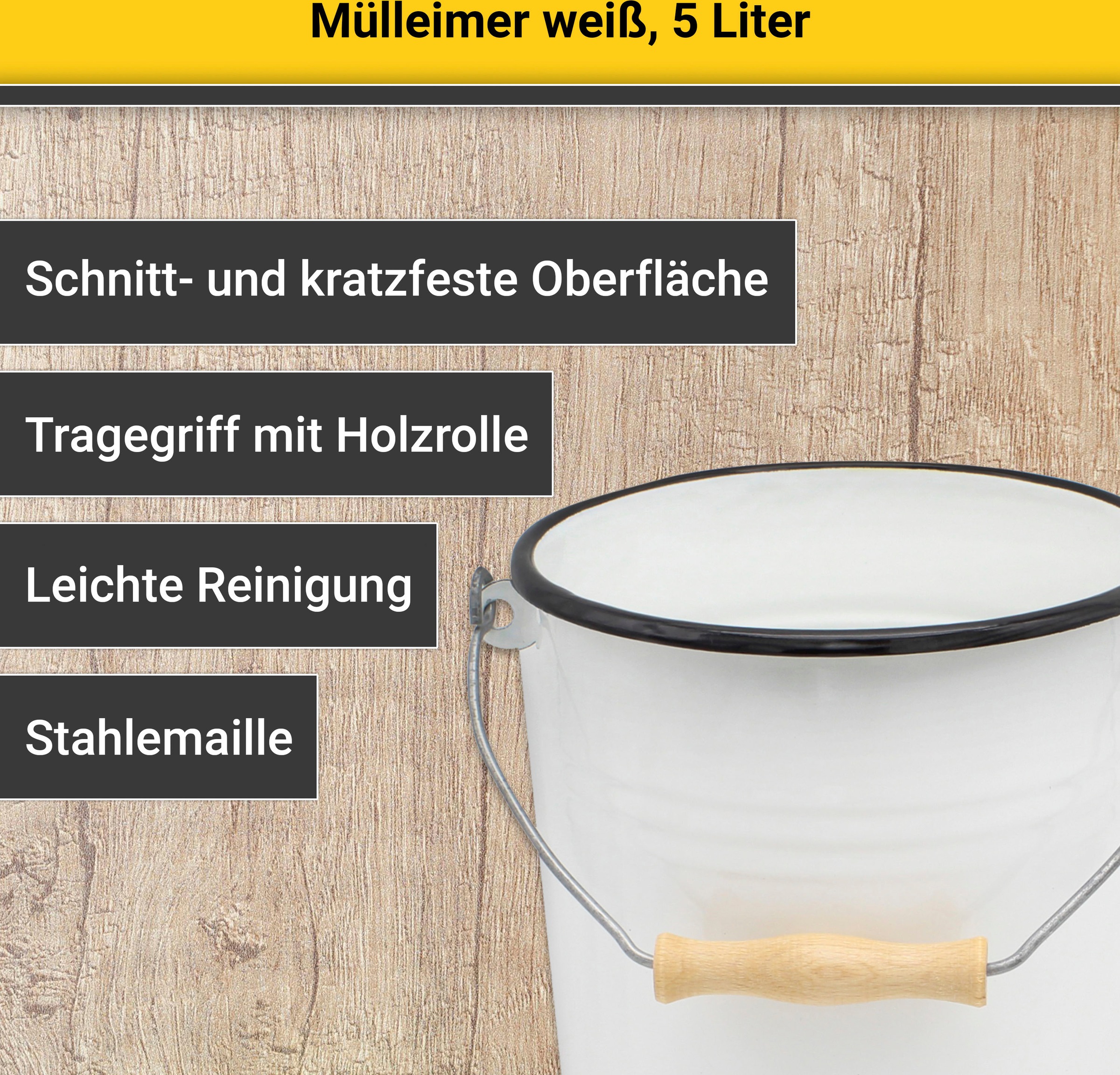 Krüger Mülleimer "Emaille Mülleimer mit Deckel Serie Rio" schnitt- / kratzf günstig online kaufen
