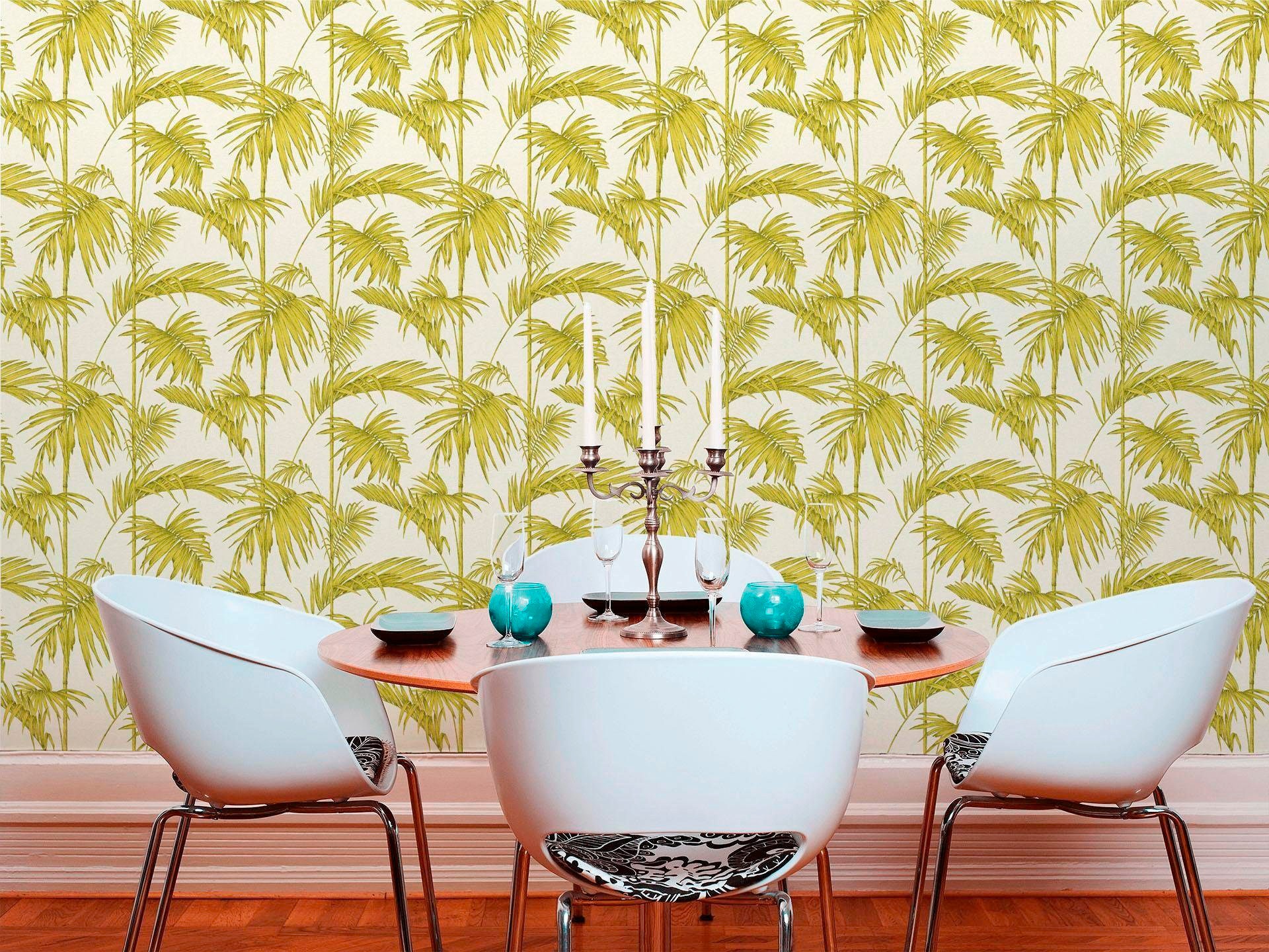 living walls Vliestapete »Metropolitan Stories Lola Paris«, botanisch-tropisch-floral, Floral Tapete Palmen Tapeten Wohnzimmer Schlafzimmer Küche Flur Design