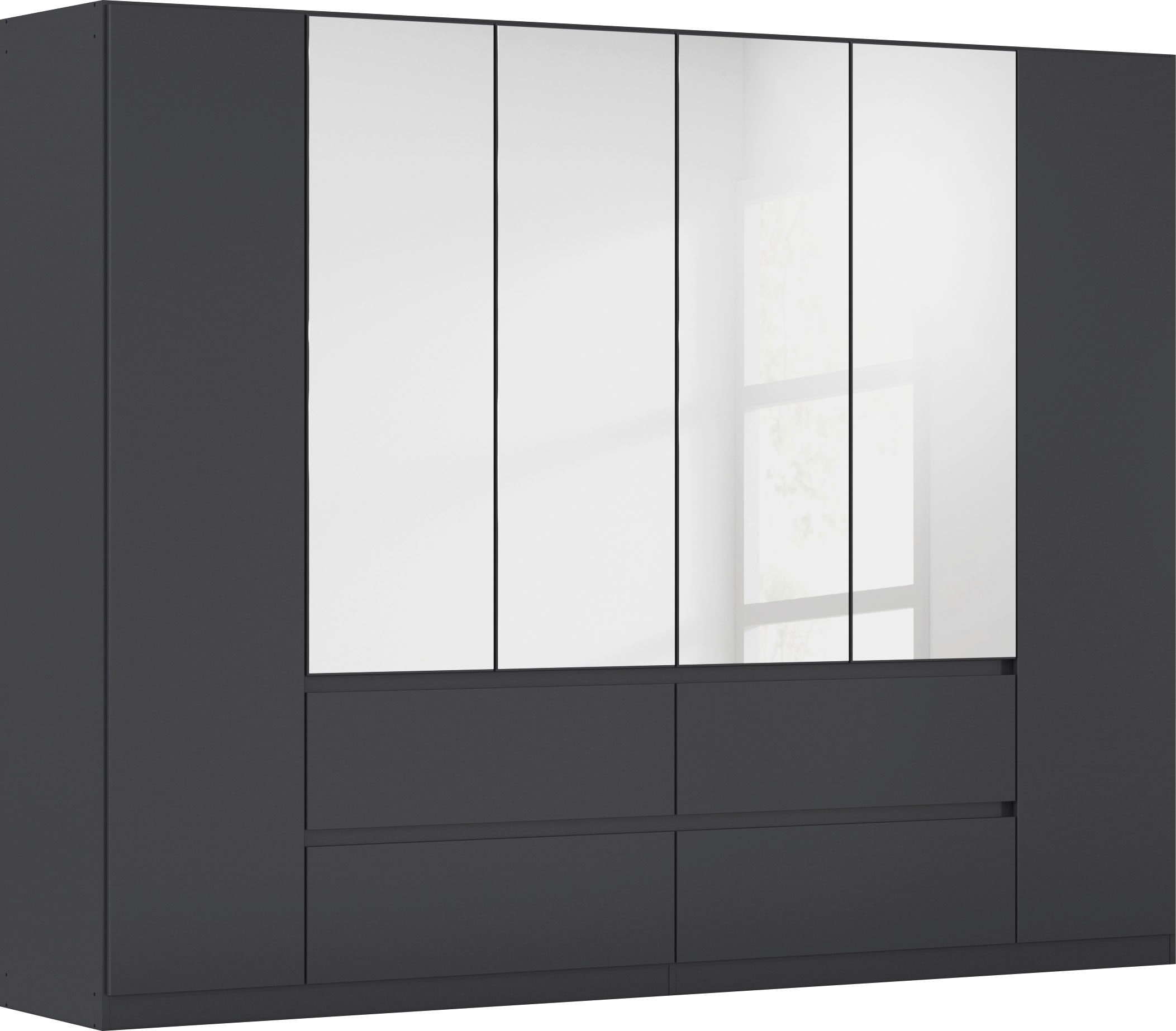 Drehtürenschrank RAUCH, B:271cm H:210cm T:54cm, grau, Holzwerkstoff, Schränke, "Kleiderschrank Schrank mit Spiegel Garderobe Garderobenschrank
