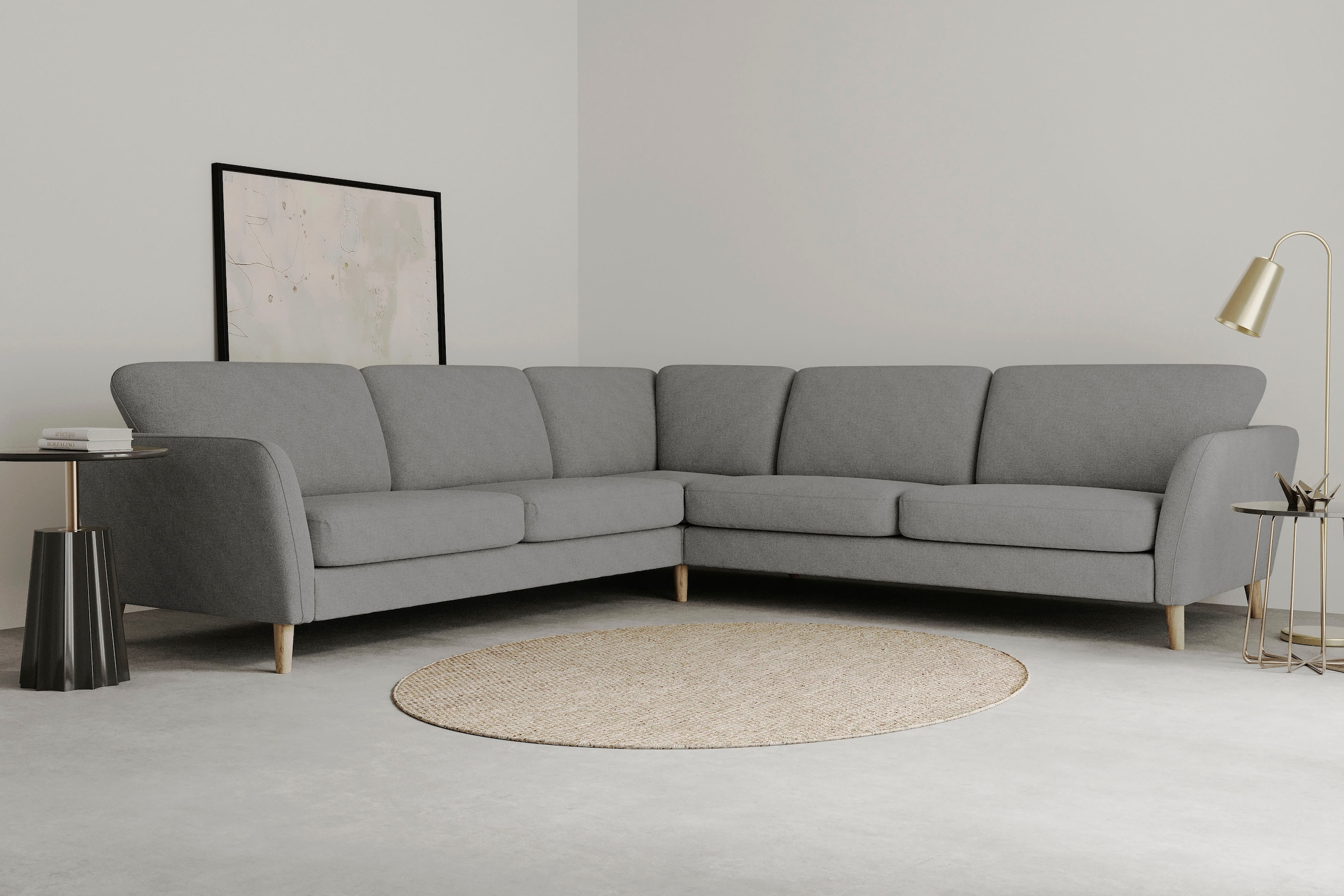 Home affaire Ecksofa "MARSEILLE 278/278 cm, L-Form, Webstoff, Flachgewebe, günstig online kaufen