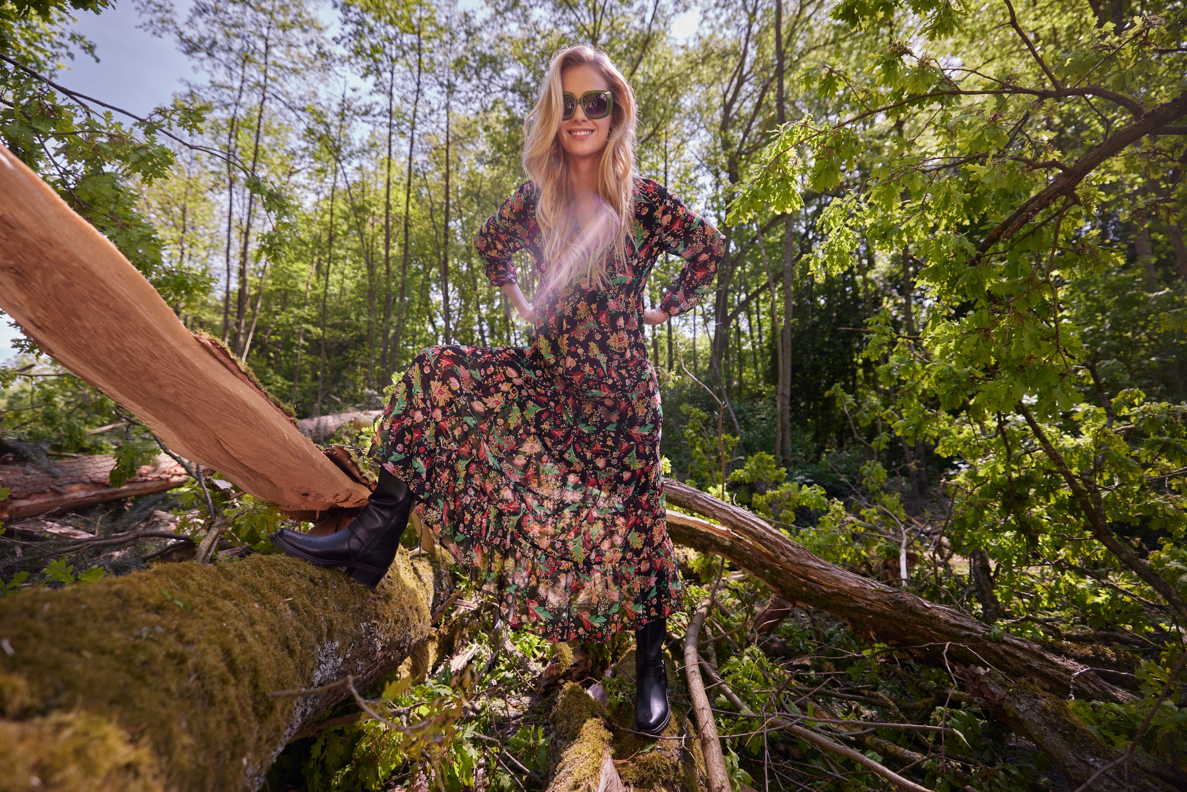 Aniston CASUAL Maxikleid, mit farbenfrohem Blumendruck - jedes Teil ein Unikat - NEUE KOLLEKTION