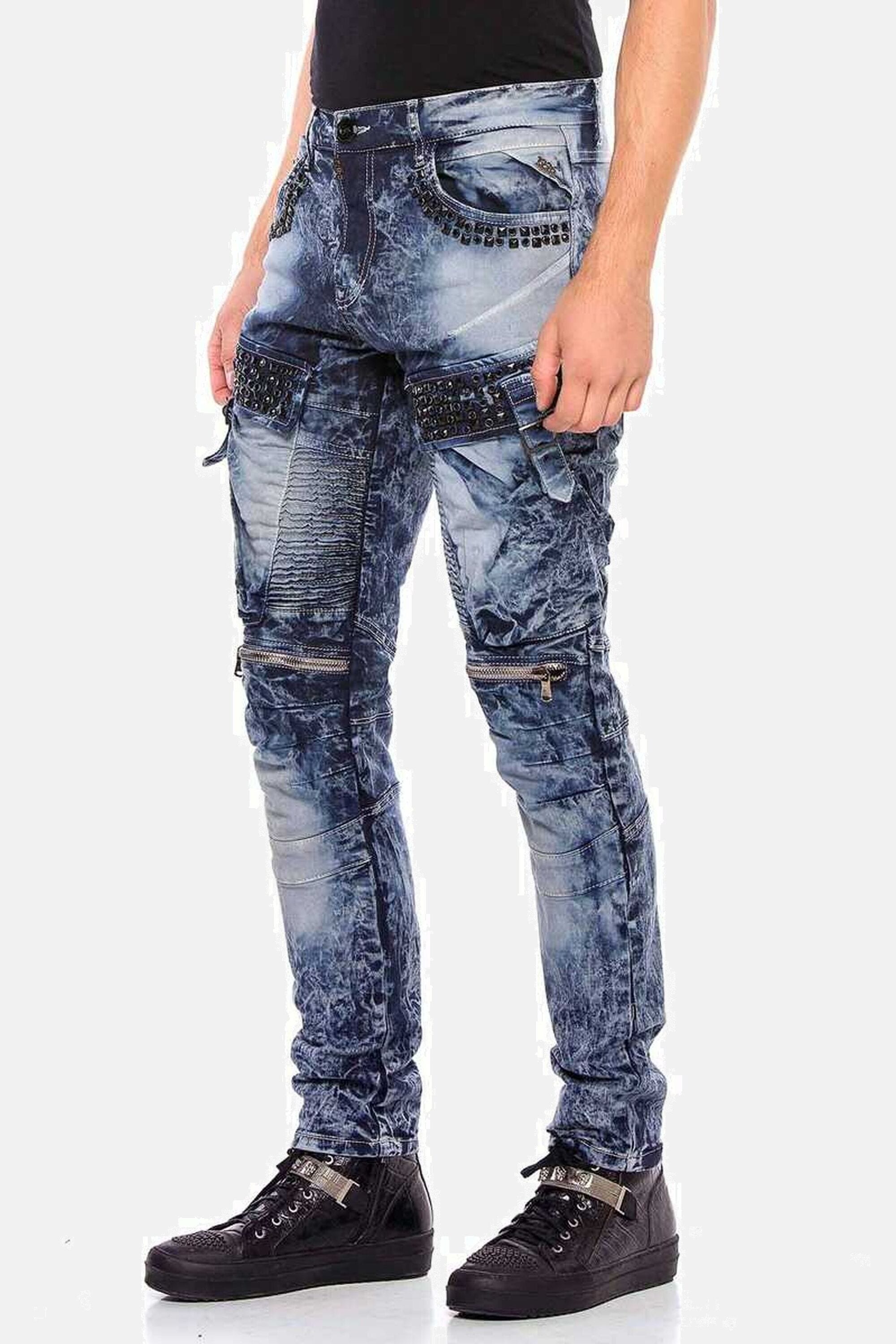 Cipo & Baxx Bikerjeans "Jeans", Mit Ripp-Details, CD494