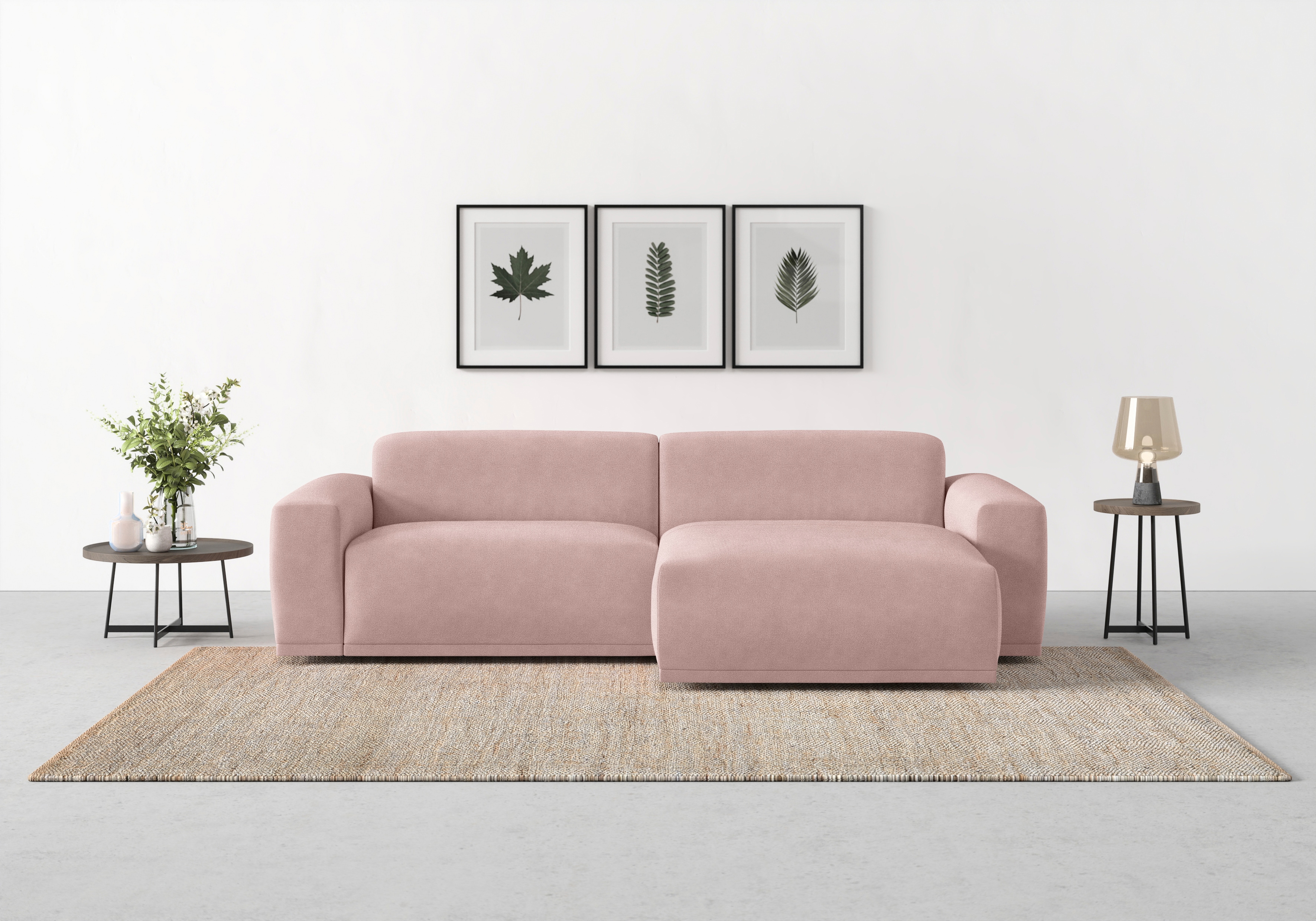 TRENDMANUFAKTUR Ecksofa "Braga, mit hochwertigem Kaltschaum, L-Form, Japandi-Design" modernes Sofa, Couch mit hohem Sitzkomfort, 255/72/160 cm (B/H/T)