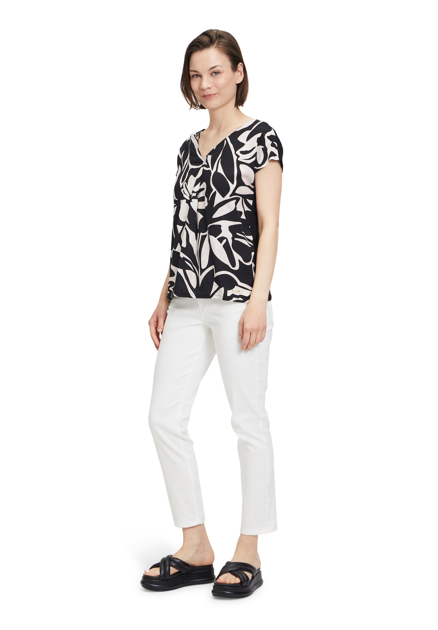 Betty&Co Kurzarmshirt »Betty & Co Blusenshirt mit Webbesatz«, (1 tlg.), Druck