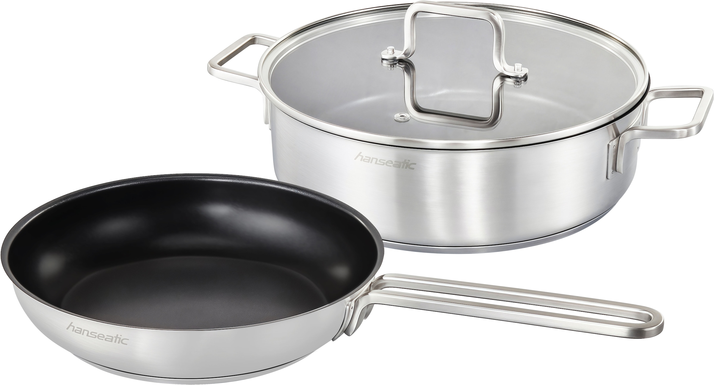 Hanseatic Pfannen-Set "DAILY" Edelstahl 18/10 Set, 1x Pfanne 24 cm, 1x Serv günstig online kaufen