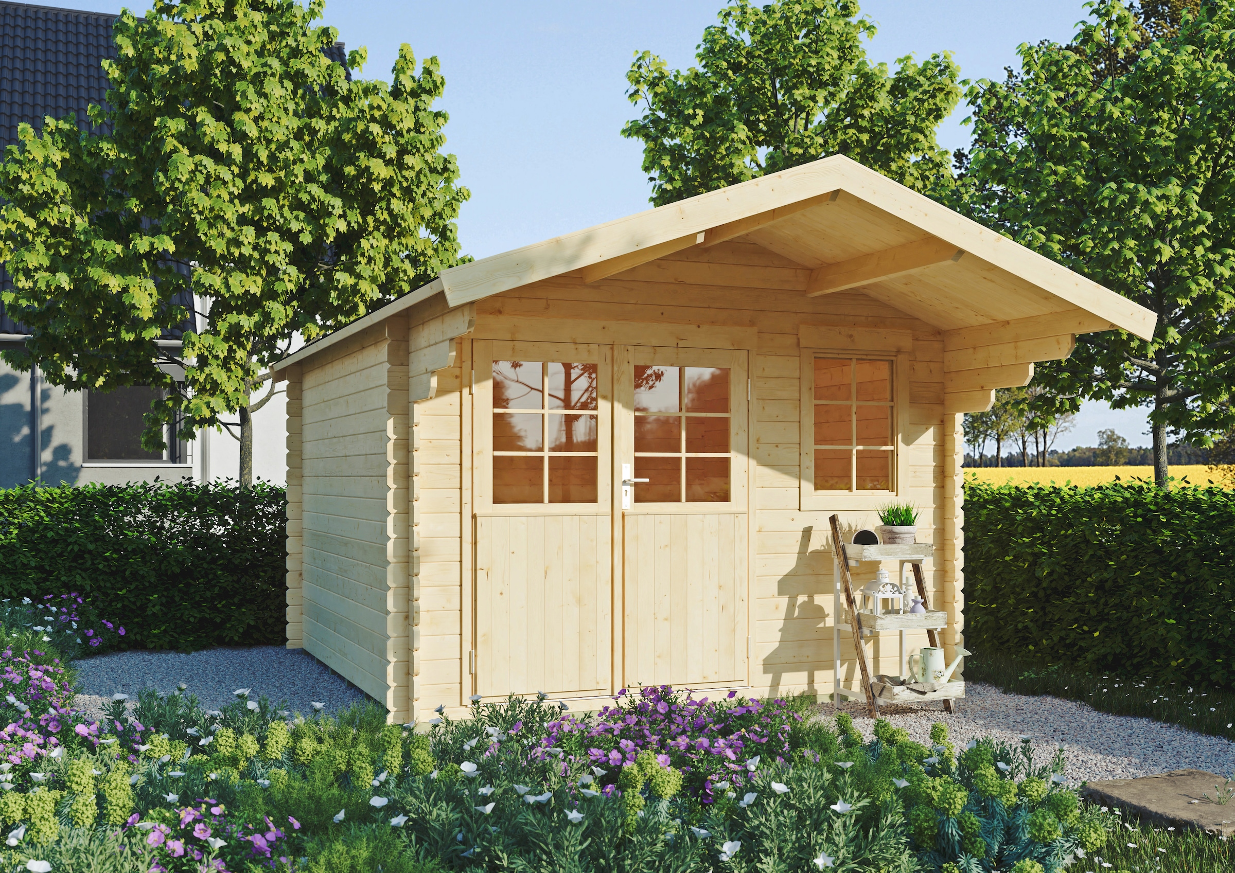 KONIFERA Gartenhaus "Kallenberg 2" Blockbohlenhaus inkl. Hochbeet (100x200x günstig online kaufen