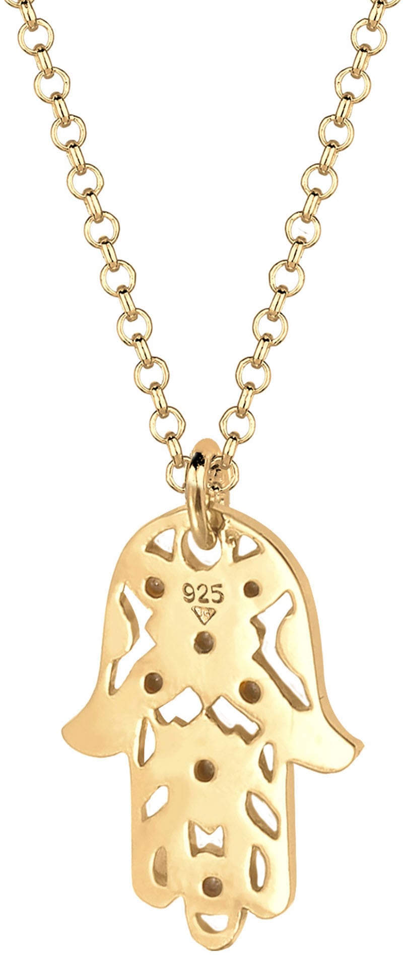 Elli Kette mit Anhänger »Schmuck Geschenk Silber 925 Hamsa Hand, 0105221613, 0105991613«, mit Glasstein