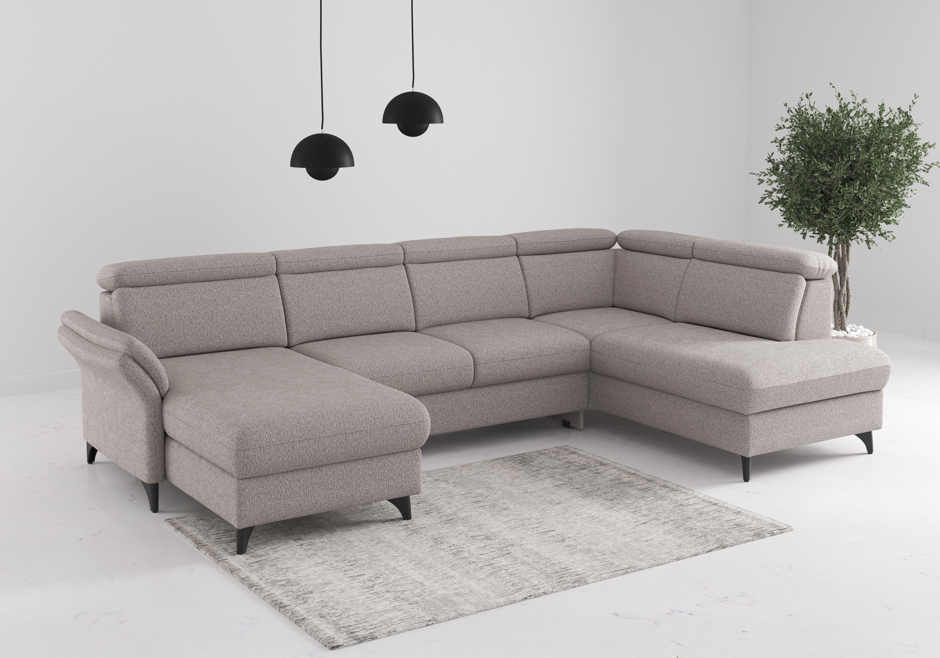 sit&more Wohnlandschaft "Glendale, U-Form" inkl. Kopfteilverstellung,wahlweise mit Vorziehsitz und Bettkasten