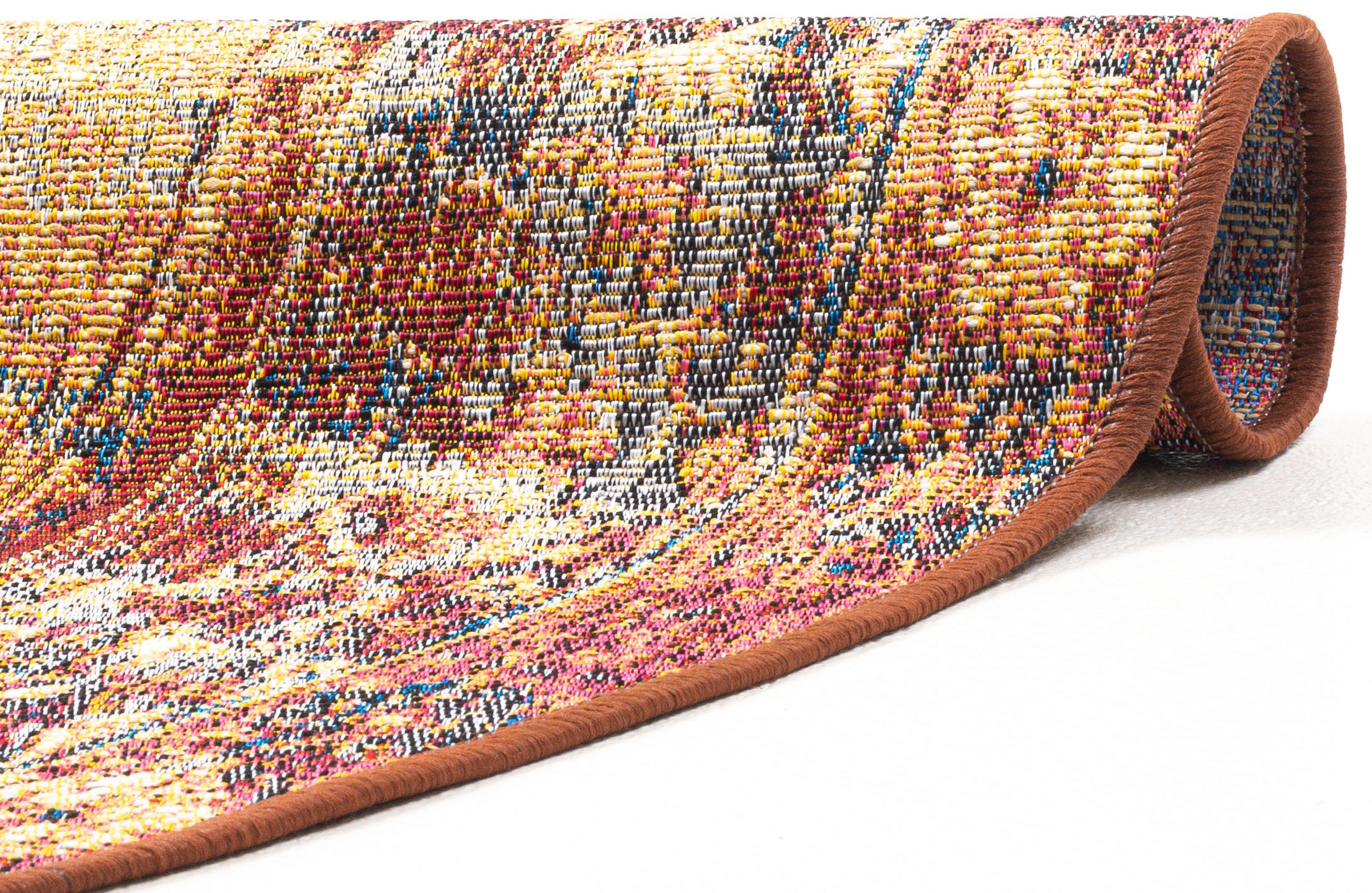 Teppich TOM TAILOR HOME "Funky Outdoor Orient Two", braun, H:5mm Ø:100cm, Polypropylen (PP), Teppiche, Teppich, Flachgewebe, Orient-Optik, In- und Outdoor geeignet, Wohnzimmer 3