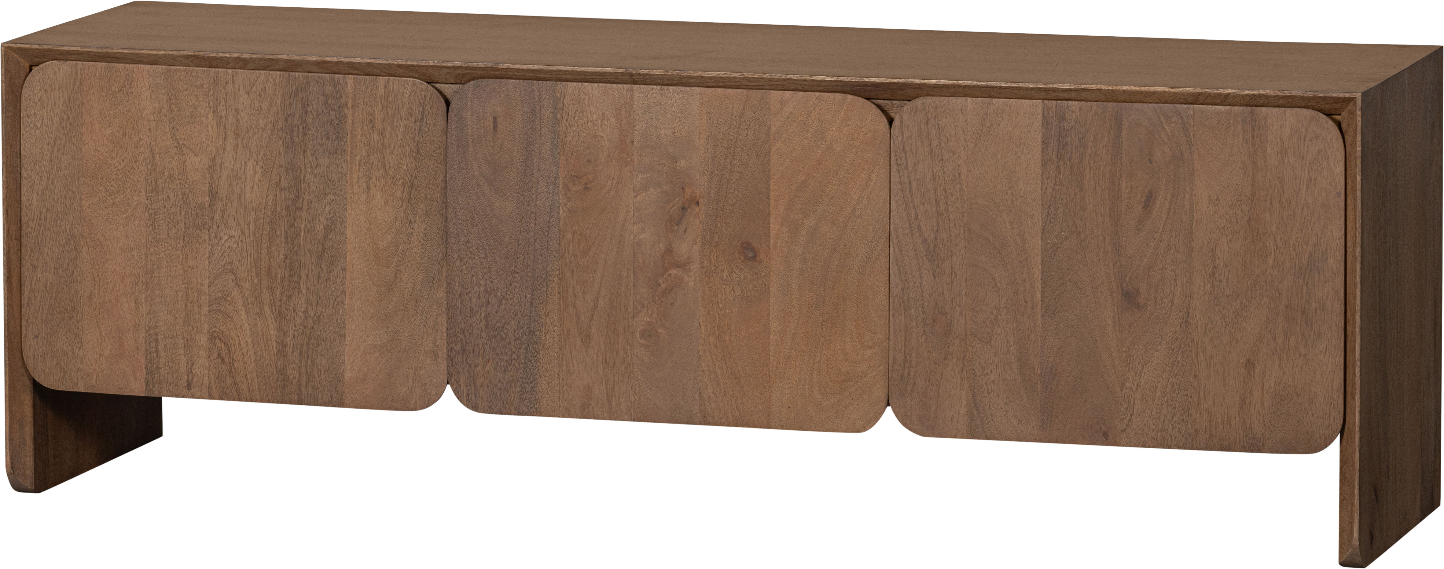 WOOOD Lowboard "Jerre Massivholz Mangoholz abgerundeten Ecken H 50 x B 150 x T 40 cm" Tragkraft Deckplatte 100 kg, fertig montiert geliefert, pfleigleicht